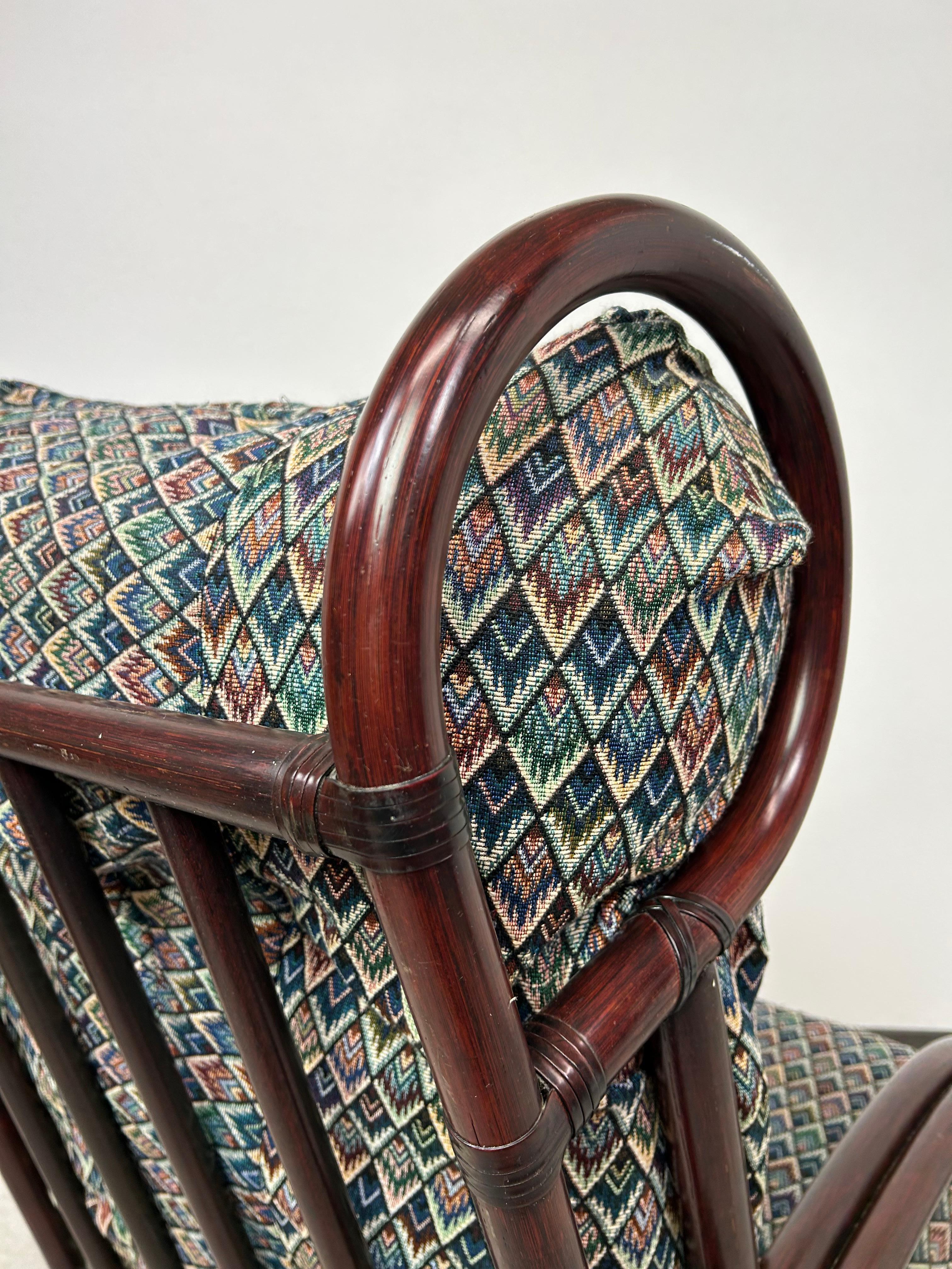 Sillón moderno de bambú de mediados de siglo con taburete de Gervasoni en venta 6