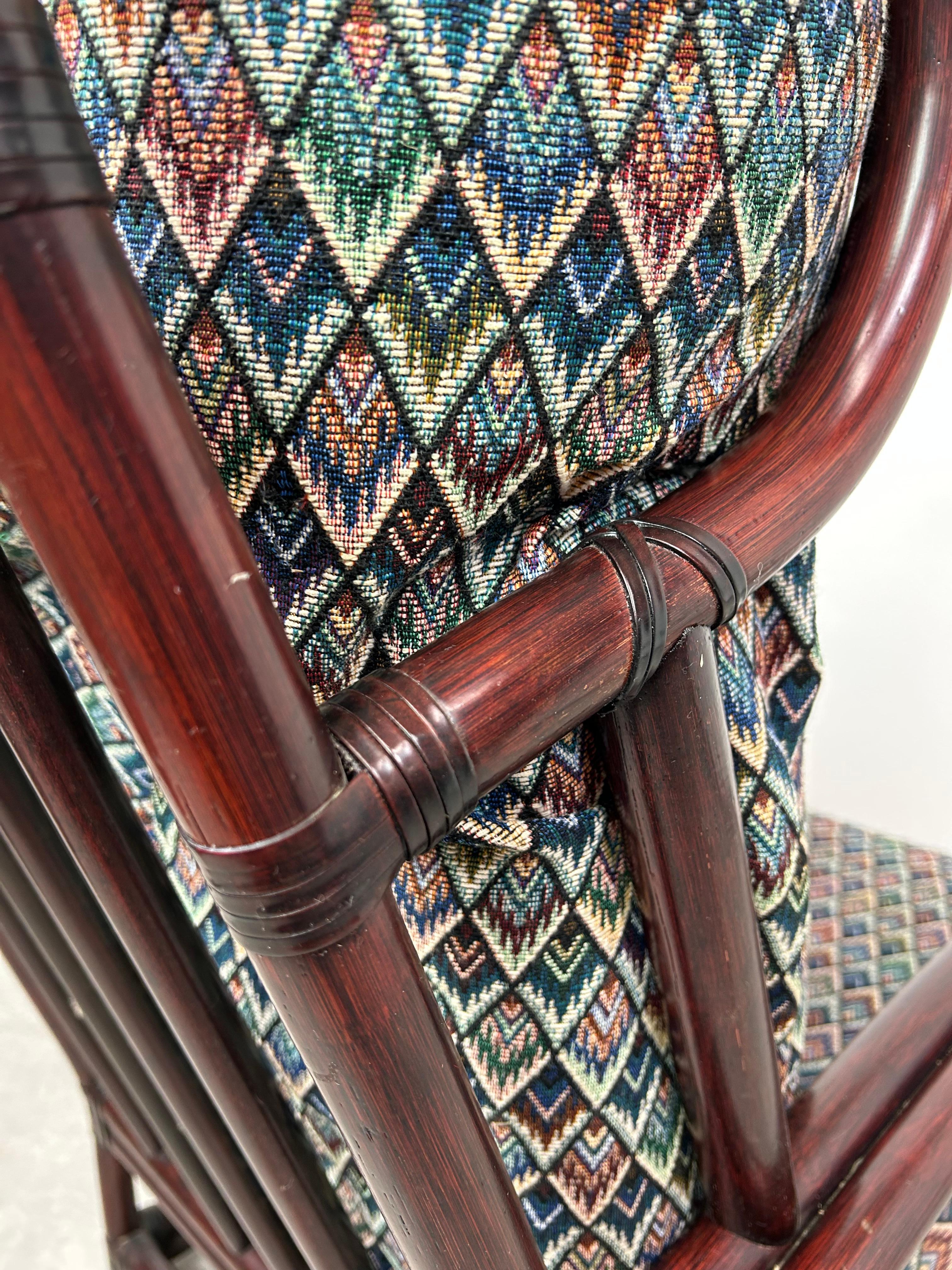 Sillón moderno de bambú de mediados de siglo con taburete de Gervasoni en venta 8