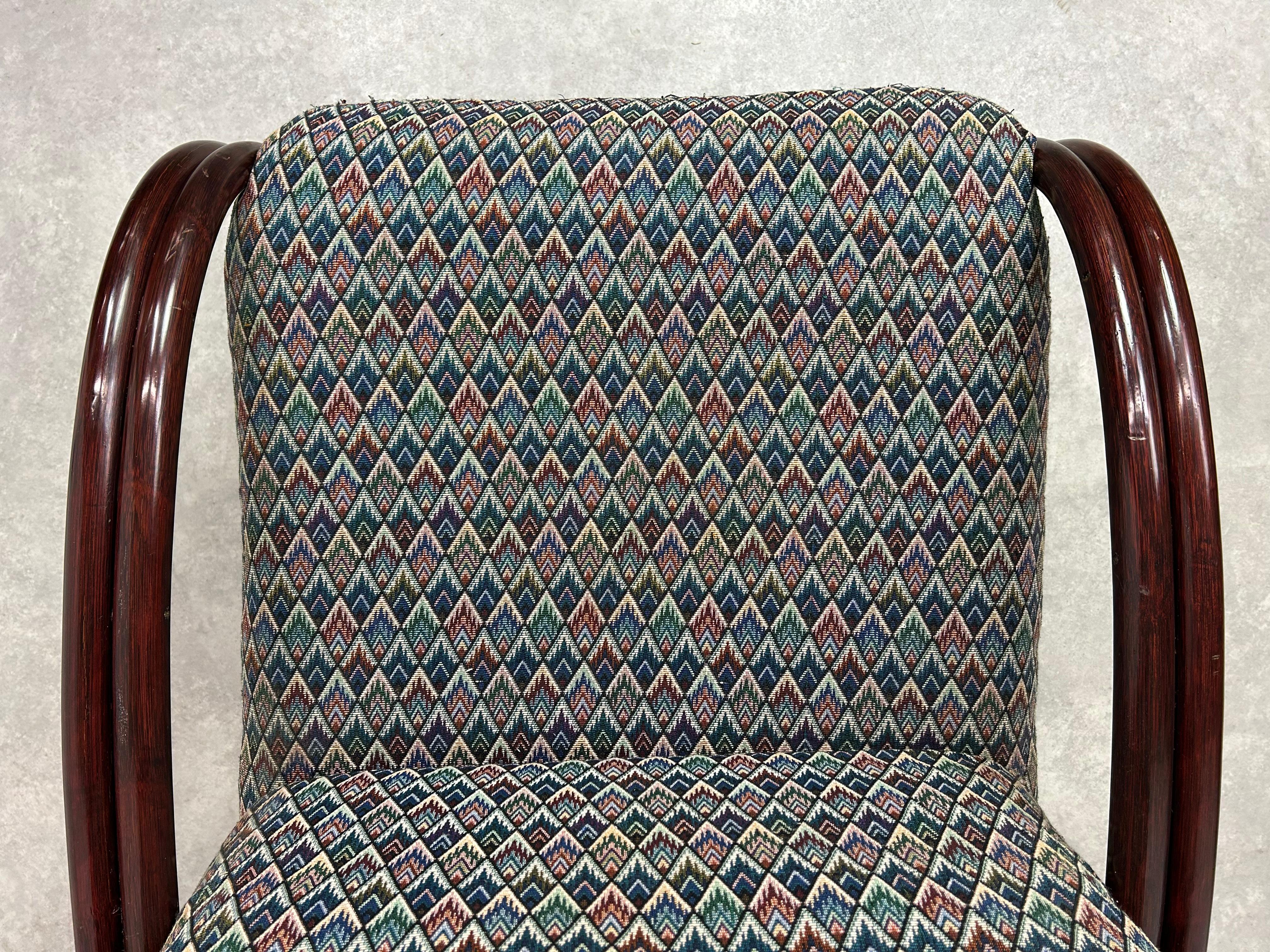 Sillón moderno de bambú de mediados de siglo con taburete de Gervasoni en venta 9