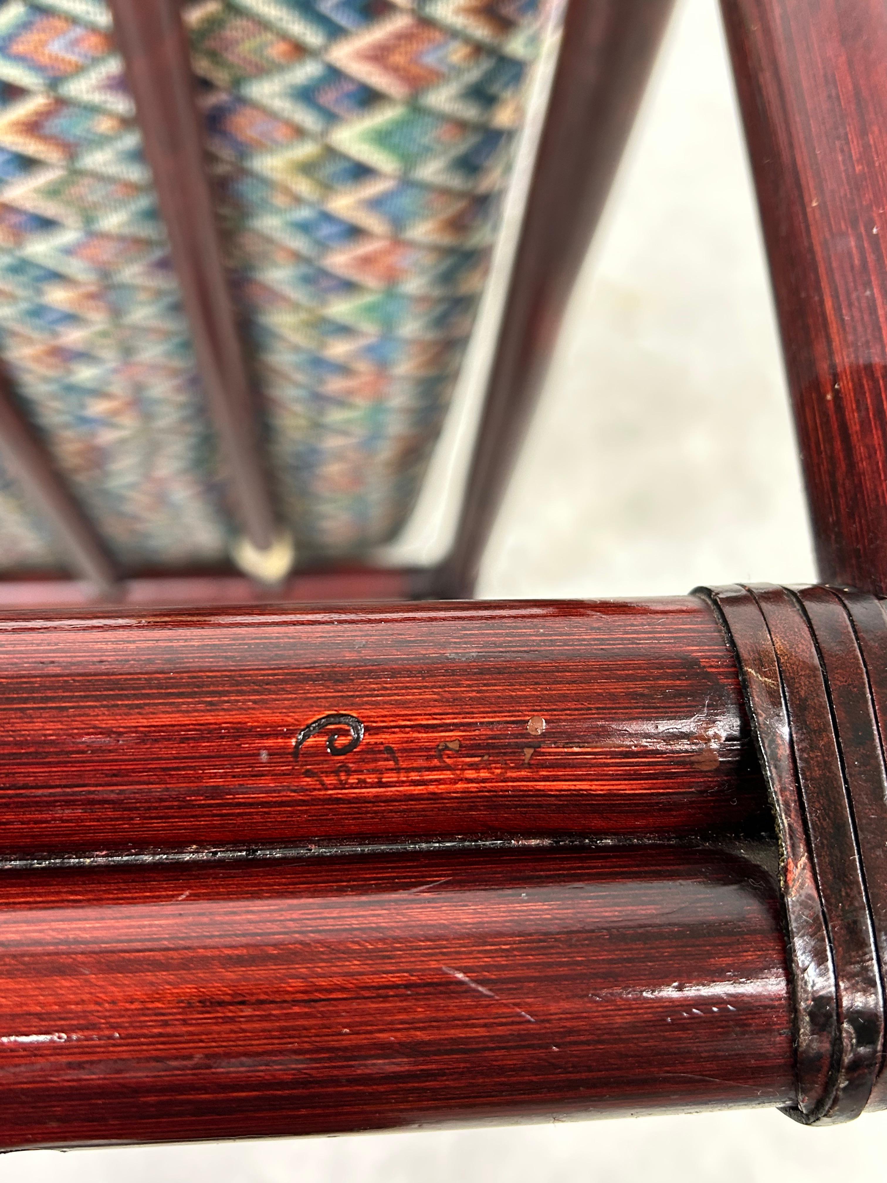 Sillón moderno de bambú de mediados de siglo con taburete de Gervasoni en venta 13