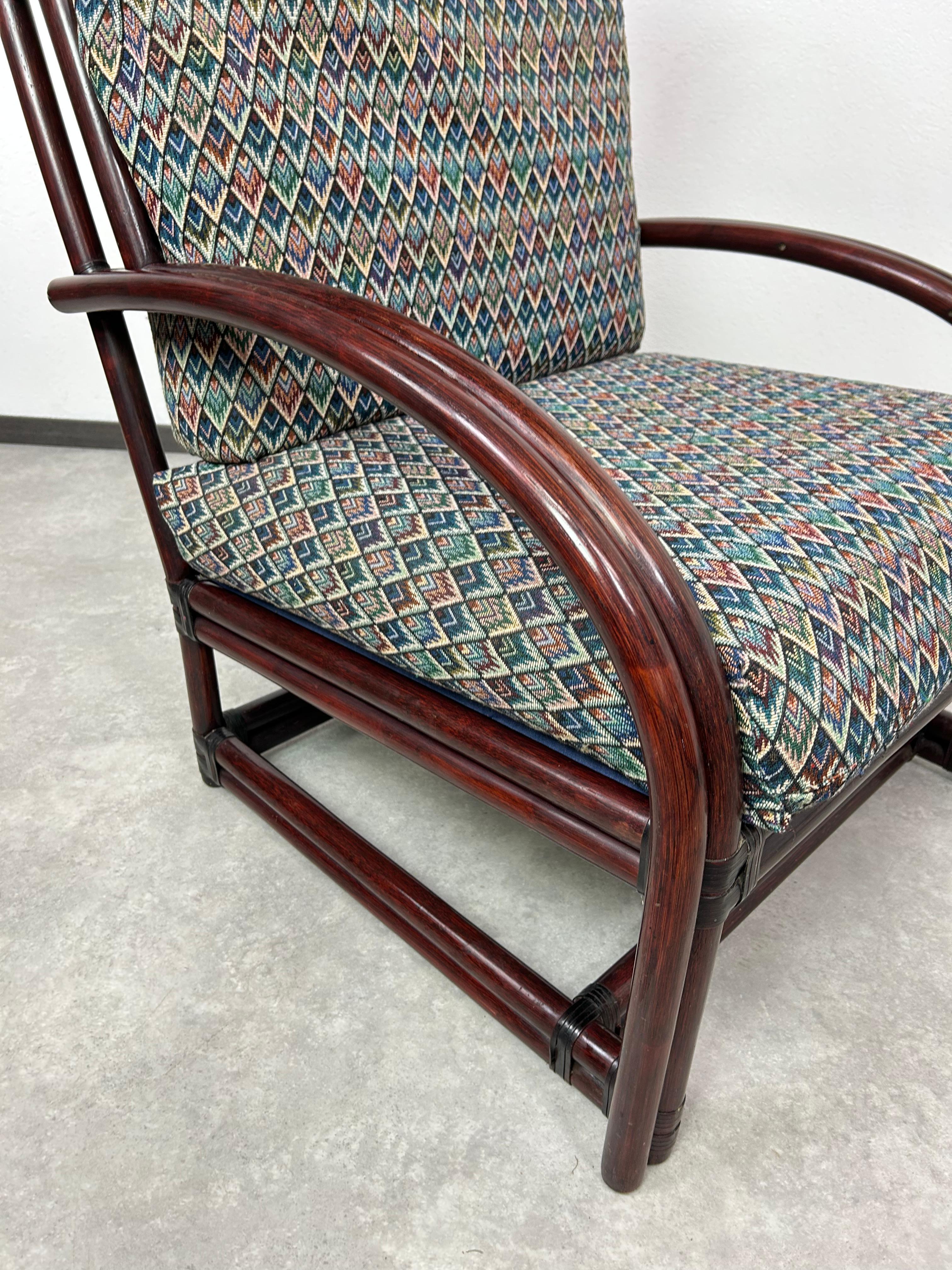 Sillón moderno de bambú de mediados de siglo con taburete de Gervasoni en venta 1