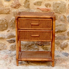 Mid-Century Modern Bambu and Rattan Bed Sideboard, circa 1960