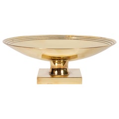 Mid-Century Modern Banded Brass Dish by Tommi Parzinger for Dorlyn Silversmiths
