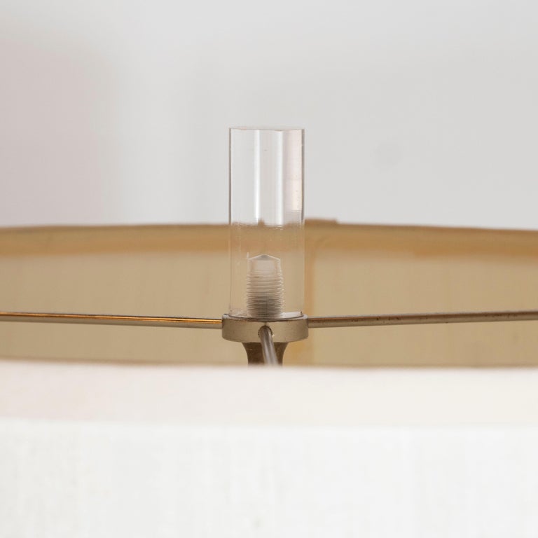 Mid Century Modern Banded Lucite And Chrome Floor Lamp