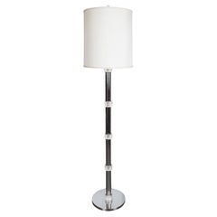 Mid-Century Modern Banded Lucite and Chrome Floor Lamp
