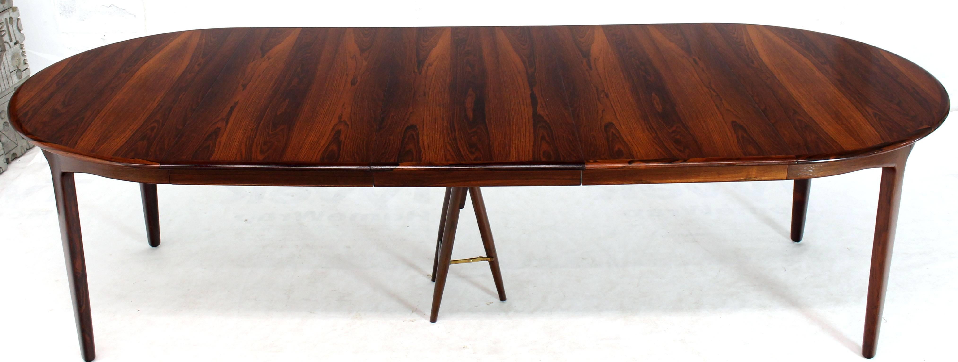 Mid-Century Modern Banquet Large Dining Conference Table Three Leaves Round 3