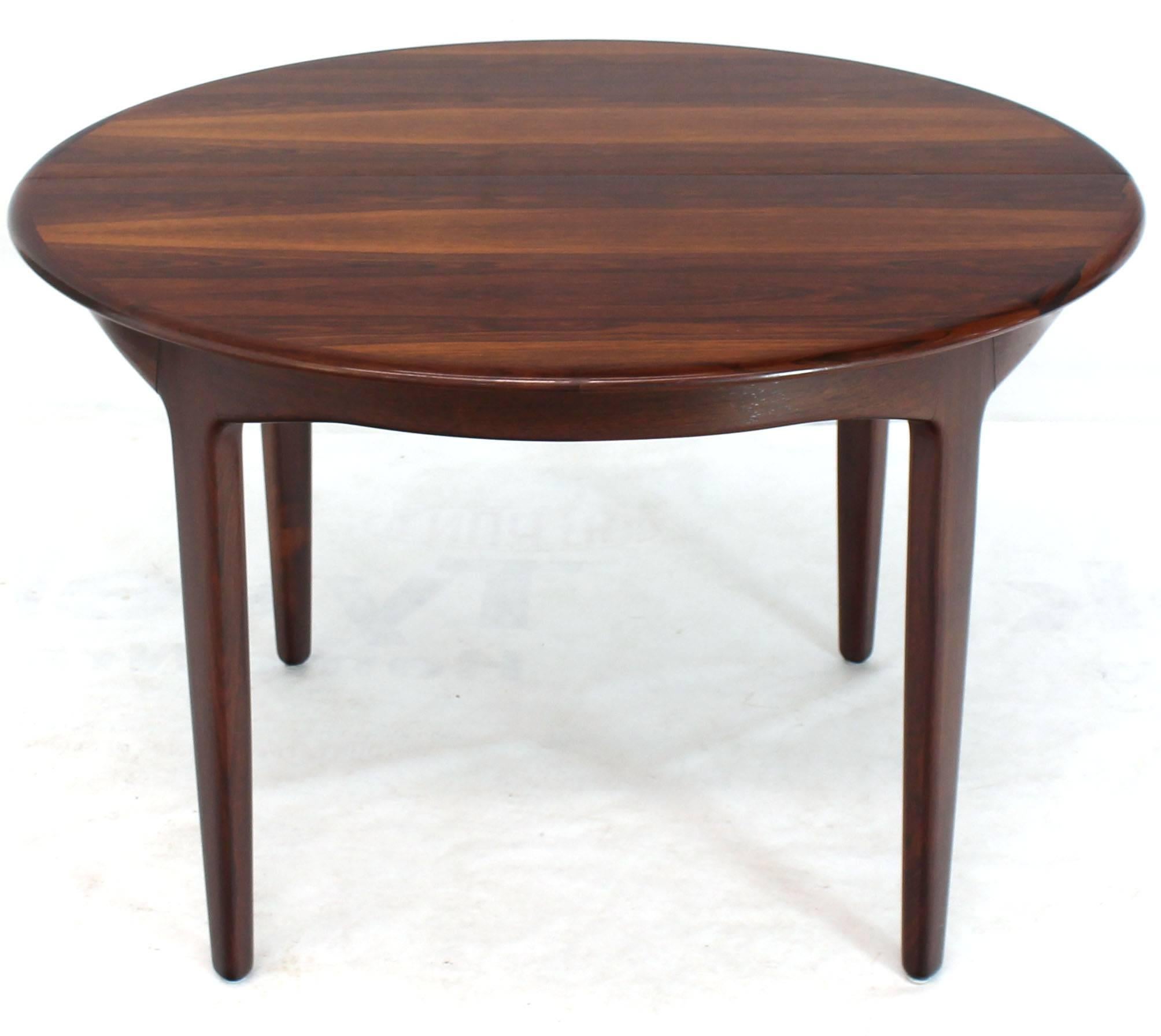 Danish Mid-Century Modern Banquet Large Dining Conference Table Three Leaves Round