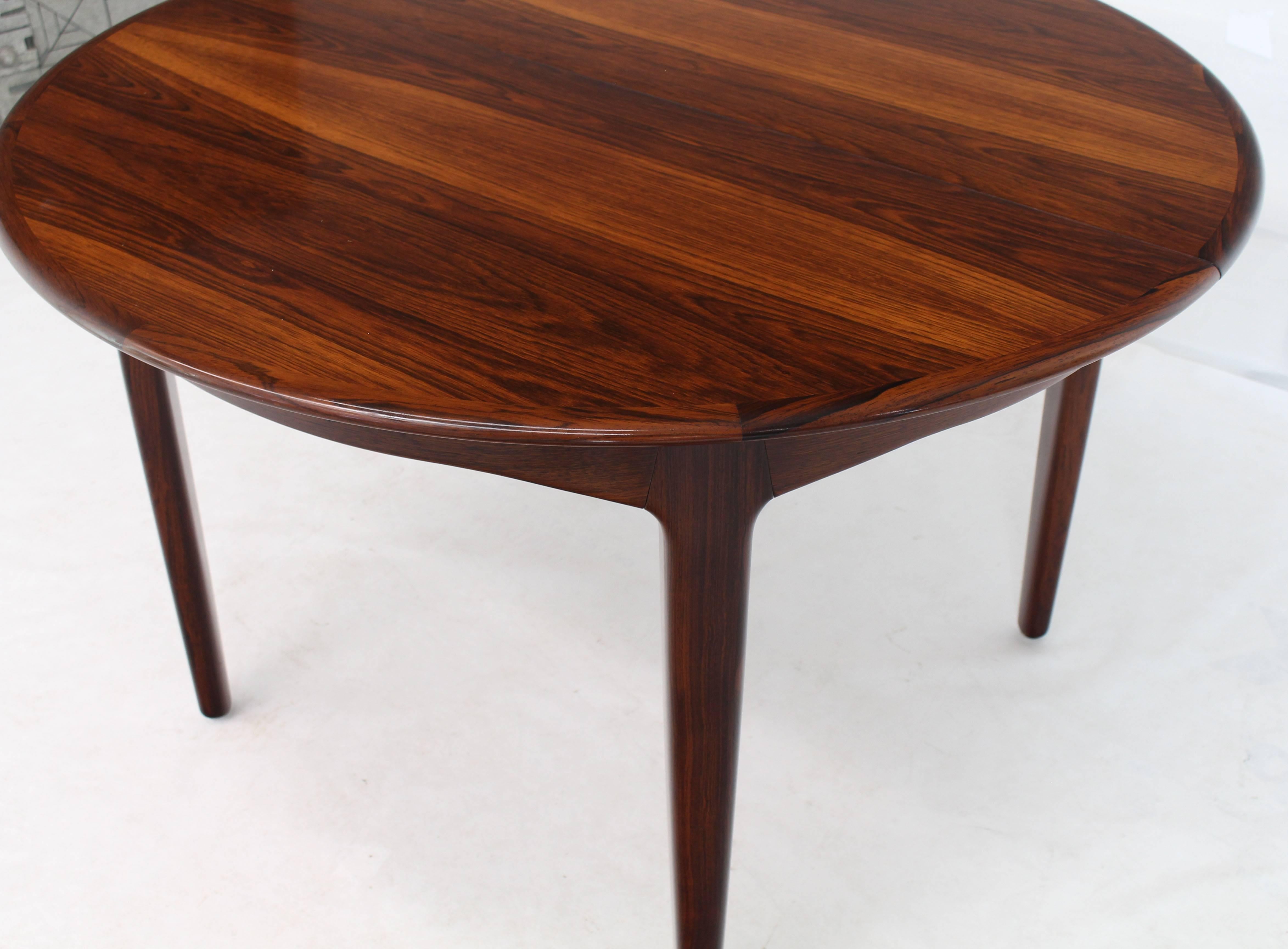 Rosewood Mid-Century Modern Banquet Large Dining Conference Table Three Leaves Round