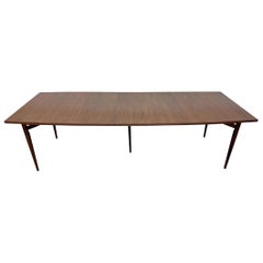 Mid-Century Modern Banquet Size Walnut Dining Table
