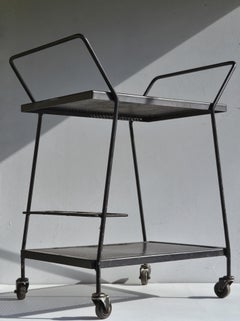 Mid-Century Modern Bar Cart, Black Metal, 1950