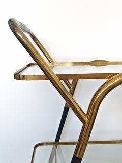 Mid Century Modern Bar Cart bu Cesare Lacca, brass and ebonized wood, Italy