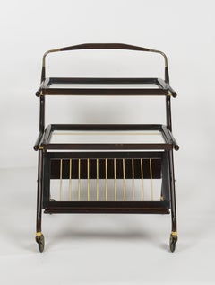 Mid-Century Modern Bar Cart By Cesare Lacca, Solid and Stained Mahogany