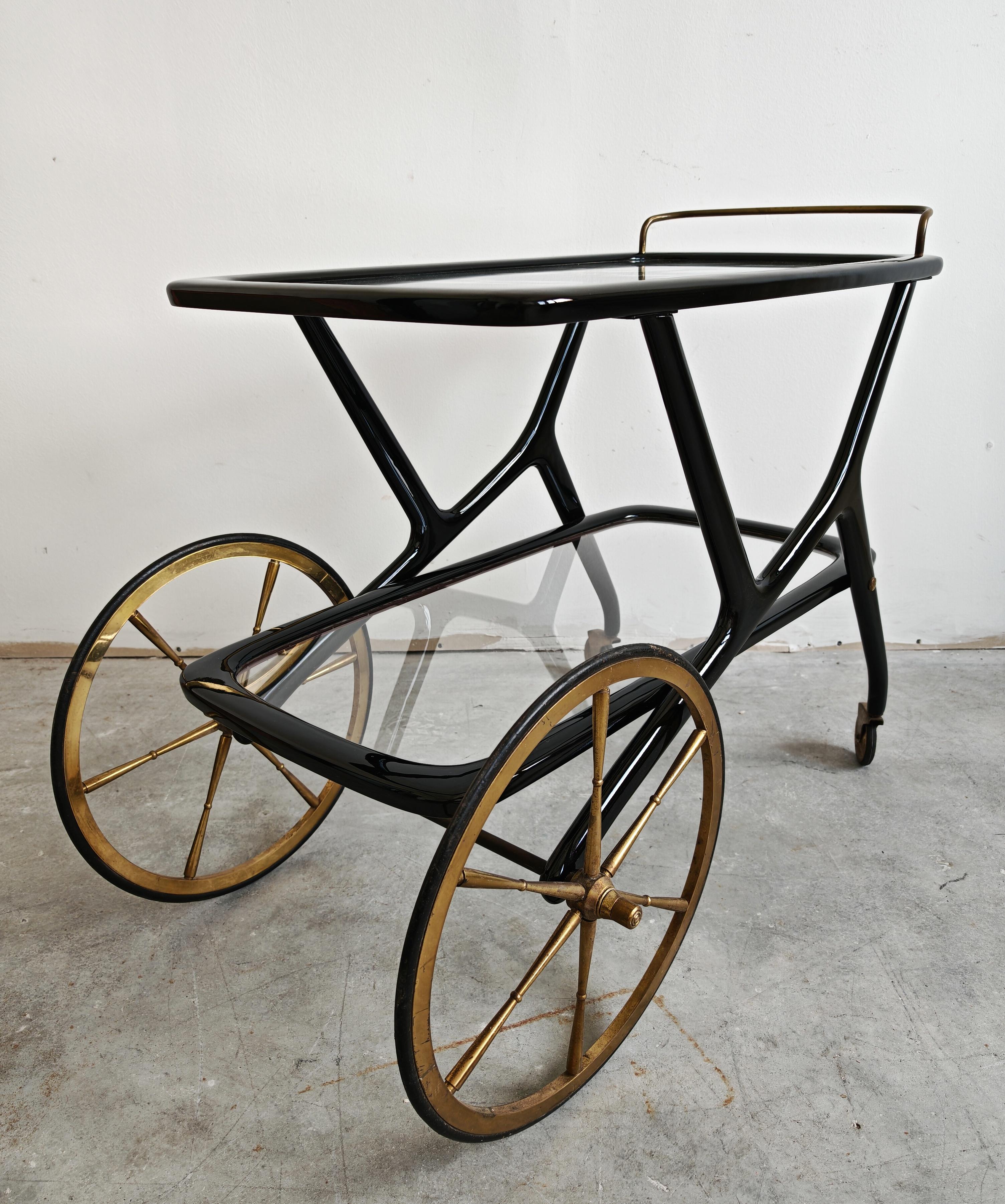 Mid Century Modern Bar Cart designed by Cesare Lacca, Italy 1950s For Sale 3