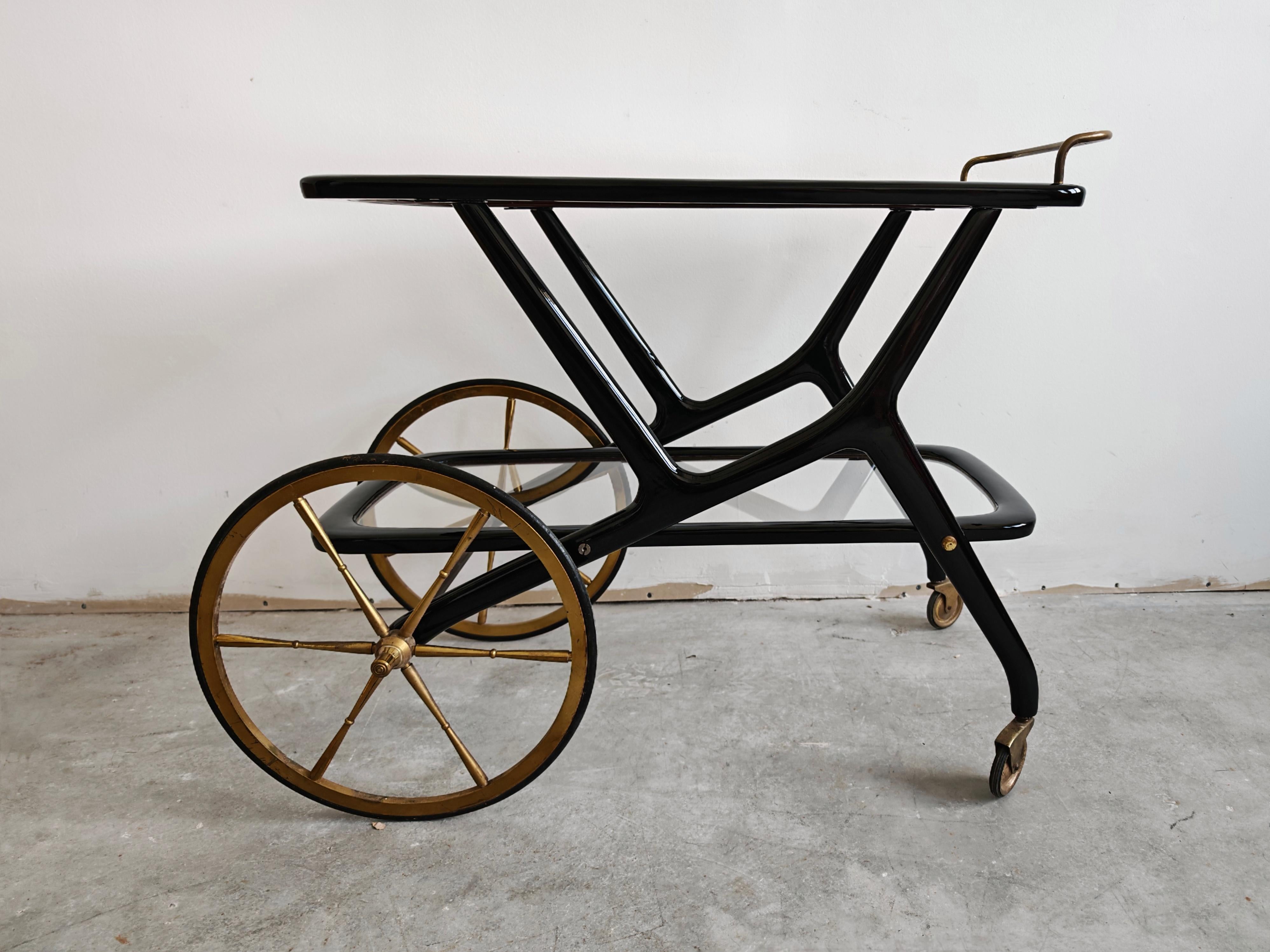 Mid Century Modern Bar Cart designed by Cesare Lacca, Italy 1950s For Sale 4