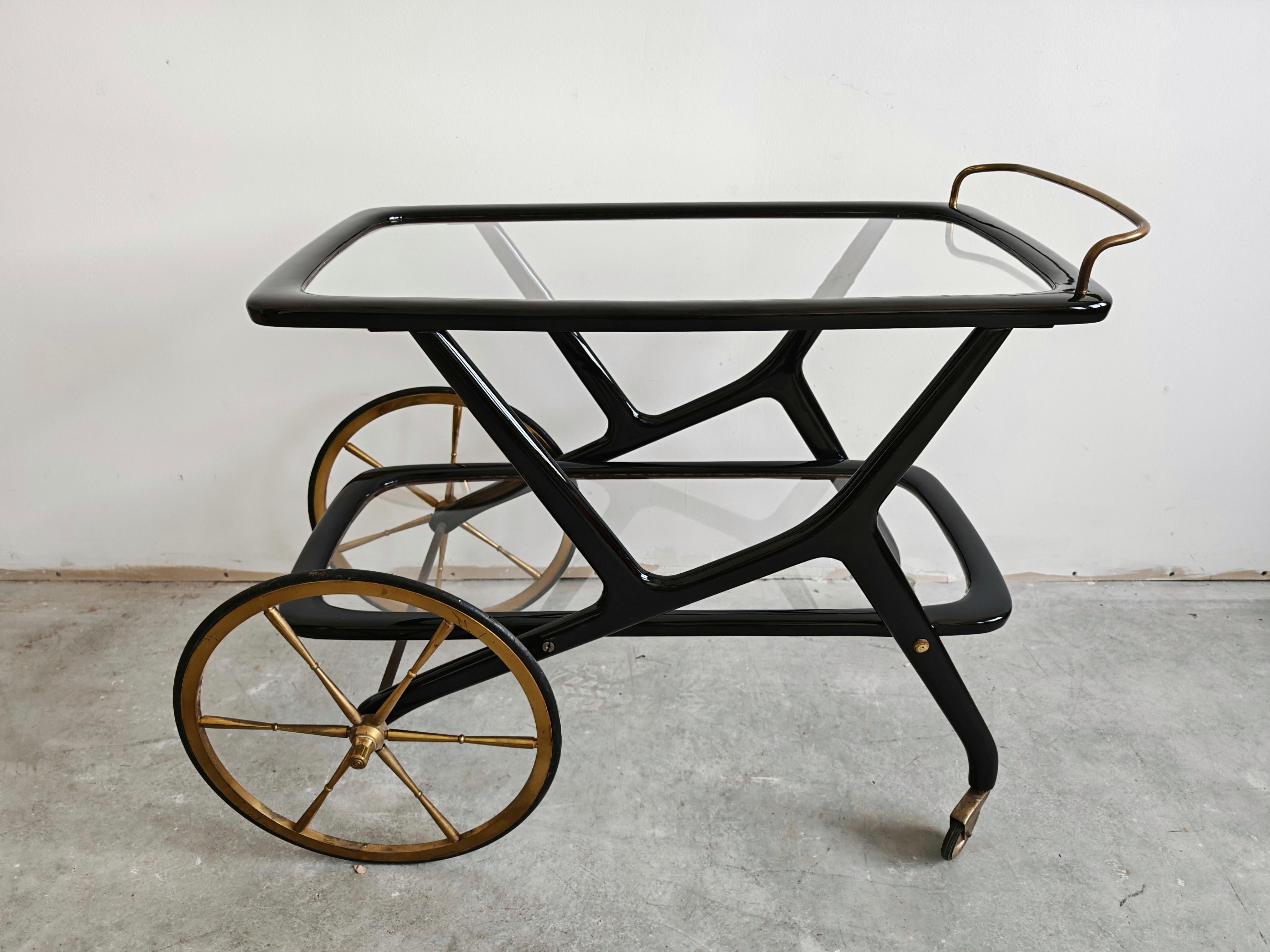 Mid Century Modern Bar Cart designed by Cesare Lacca, Italy 1950s For Sale 5
