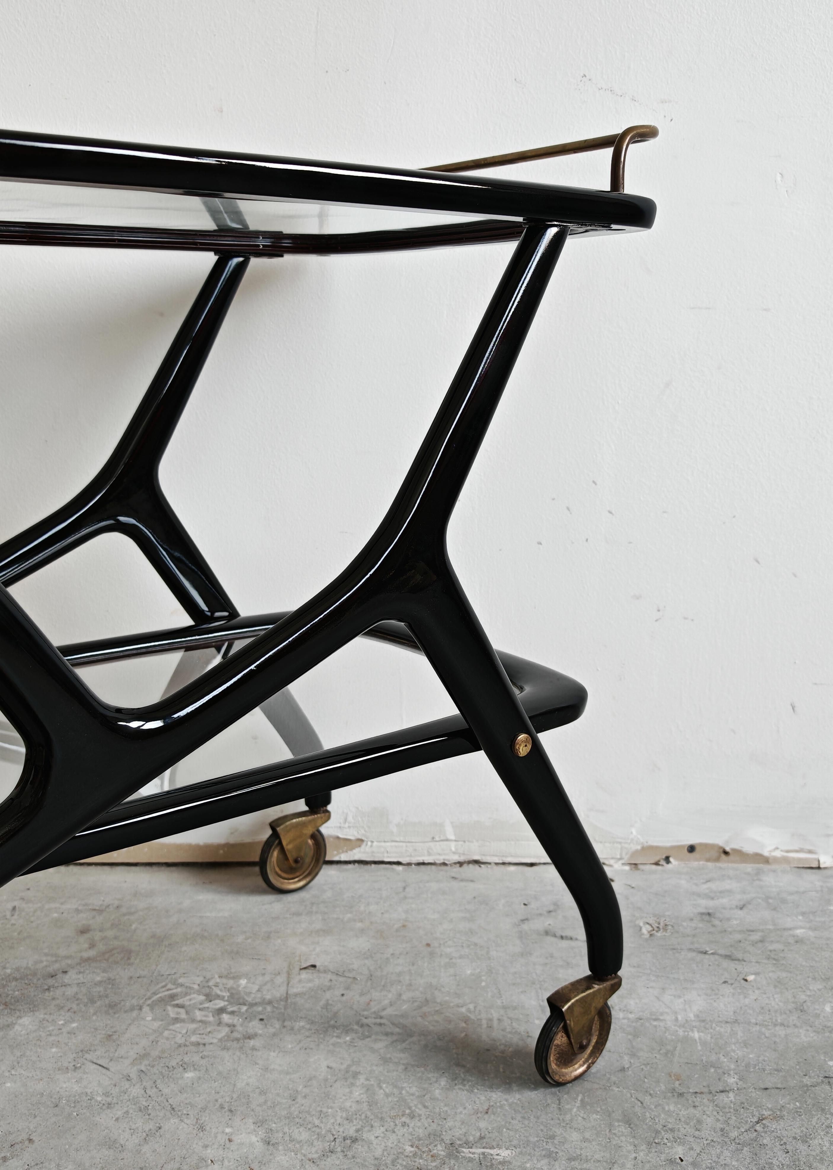 Mid-Century Modern Mid Century Modern Bar Cart designed by Cesare Lacca, Italy 1950s For Sale