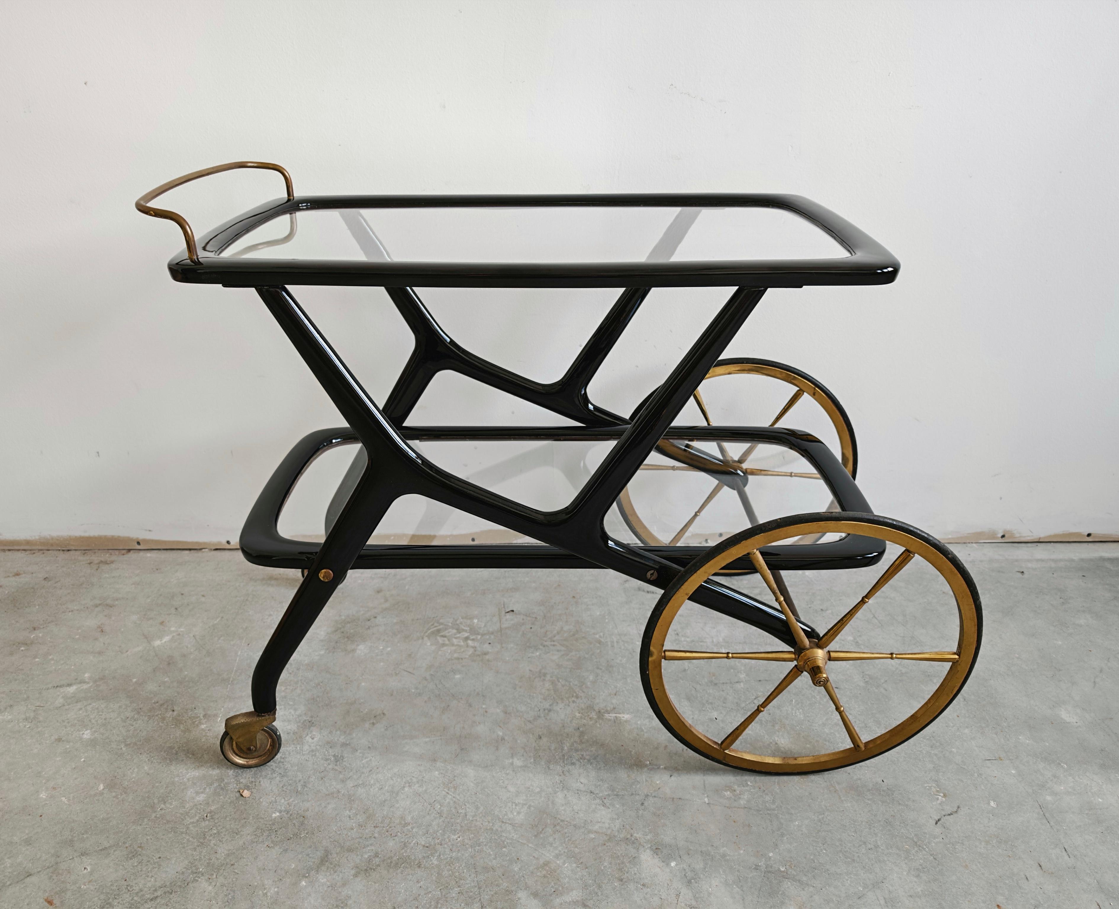 Italian Mid Century Modern Bar Cart designed by Cesare Lacca, Italy 1950s For Sale