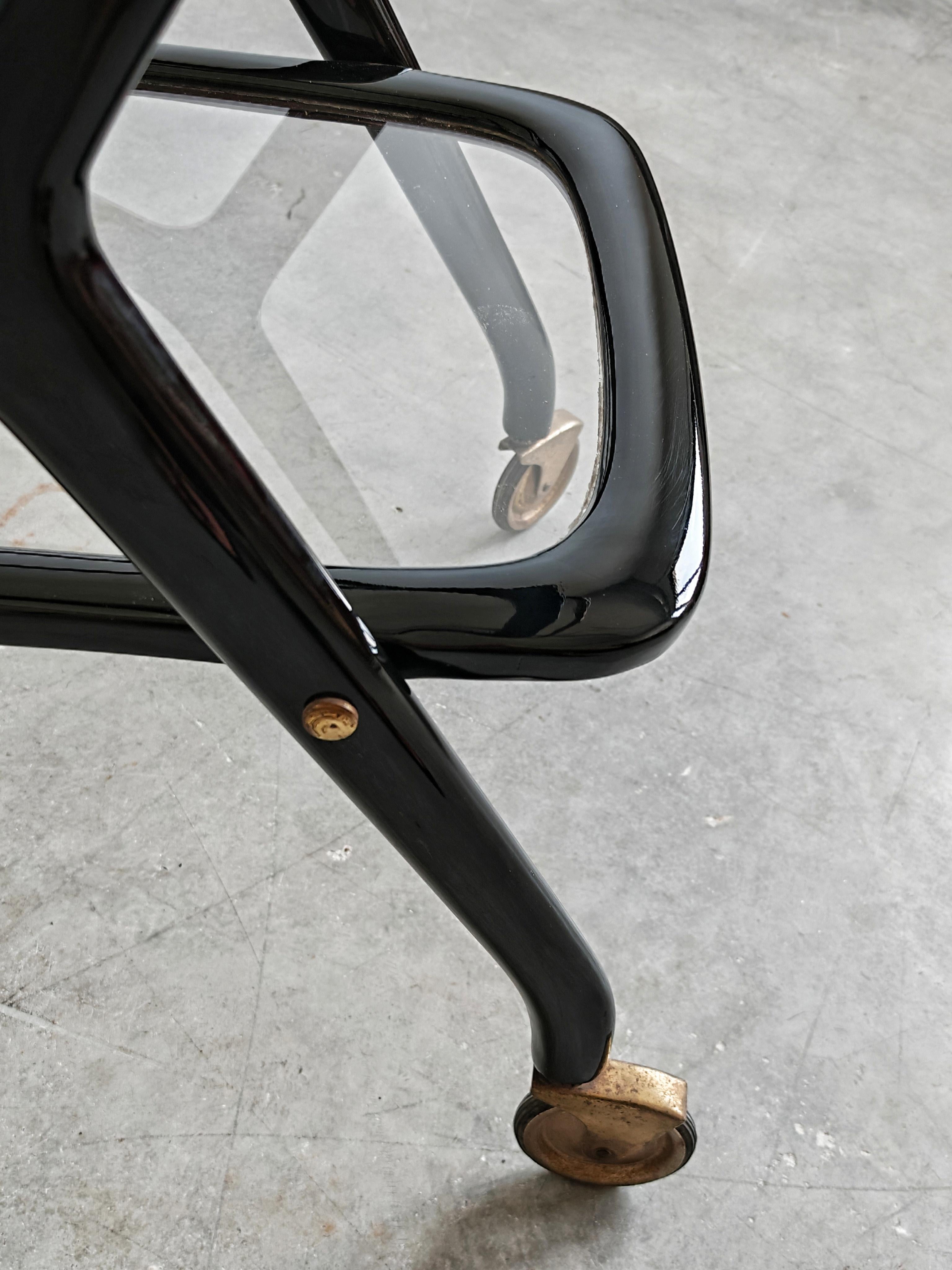 Brass Mid Century Modern Bar Cart designed by Cesare Lacca, Italy 1950s For Sale