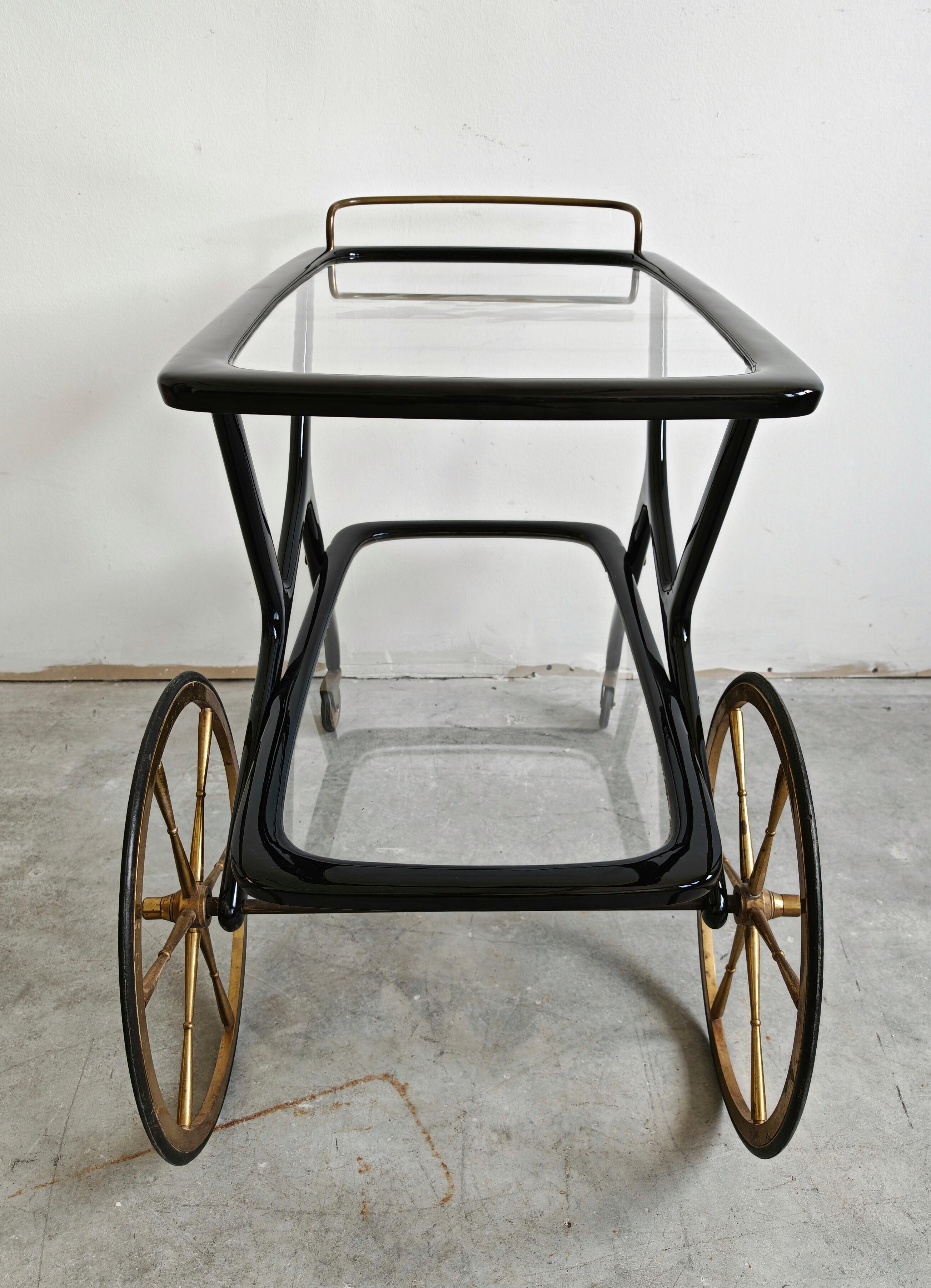 Mid Century Modern Bar Cart designed by Cesare Lacca, Italy 1950s For Sale 1