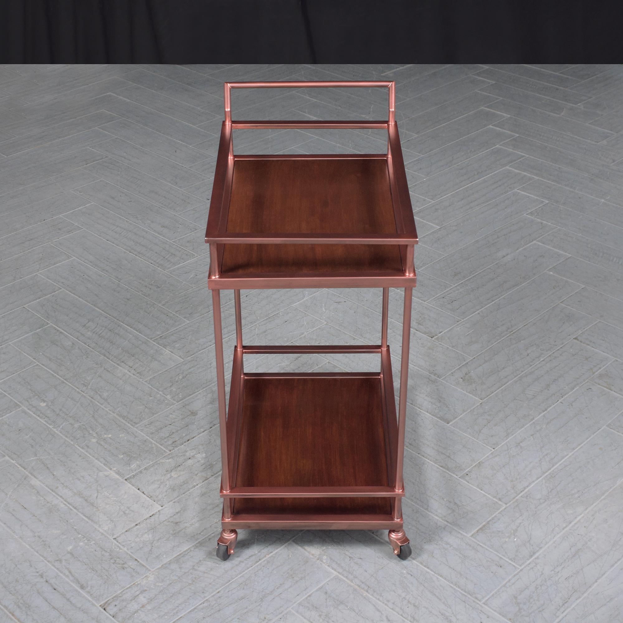 Hand-Crafted 1980s Inspired Modern Bar Cart: Elegance & Functionality Redefined For Sale