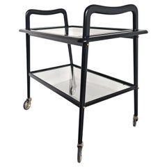 Carrito de bar de estilo «Mid Century Modern» lacado en negro, de Ico Parisi, Italia, década de 1950