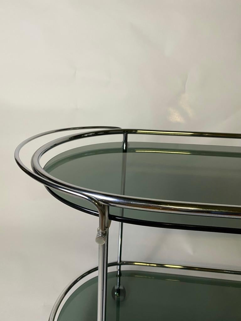 Galvanized Mid-Century Modern Bar Cart in Brass Chromed and Smoked Glass, 1950, Italy For Sale