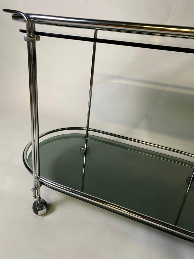 Mid-Century Modern Bar Cart in Brass Chromed and Smoked Glass, 1950, Italy For Sale 1