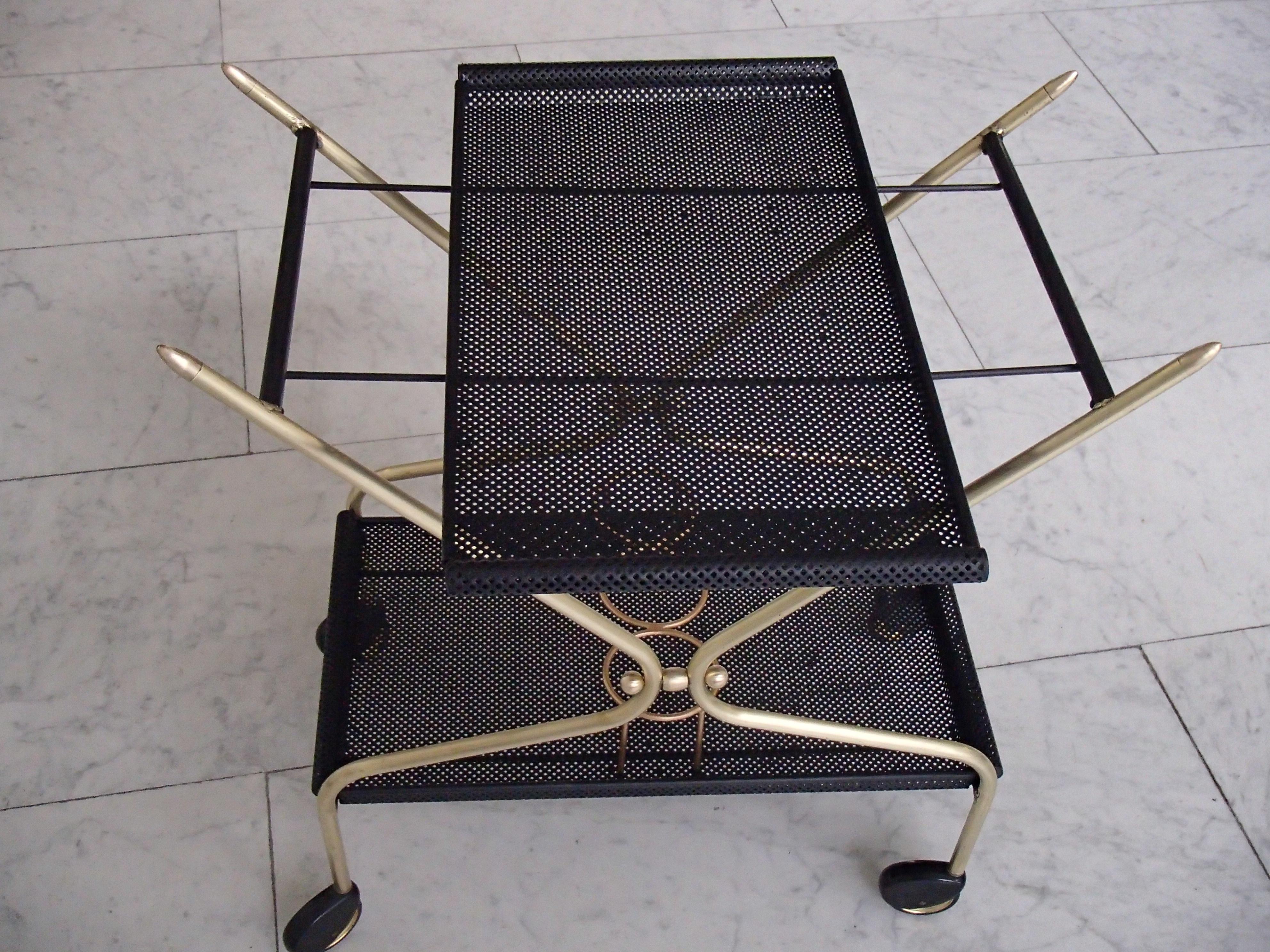 Mid-Century Modern Bar Cart in the Style of Mathieu Matégot For Sale 5