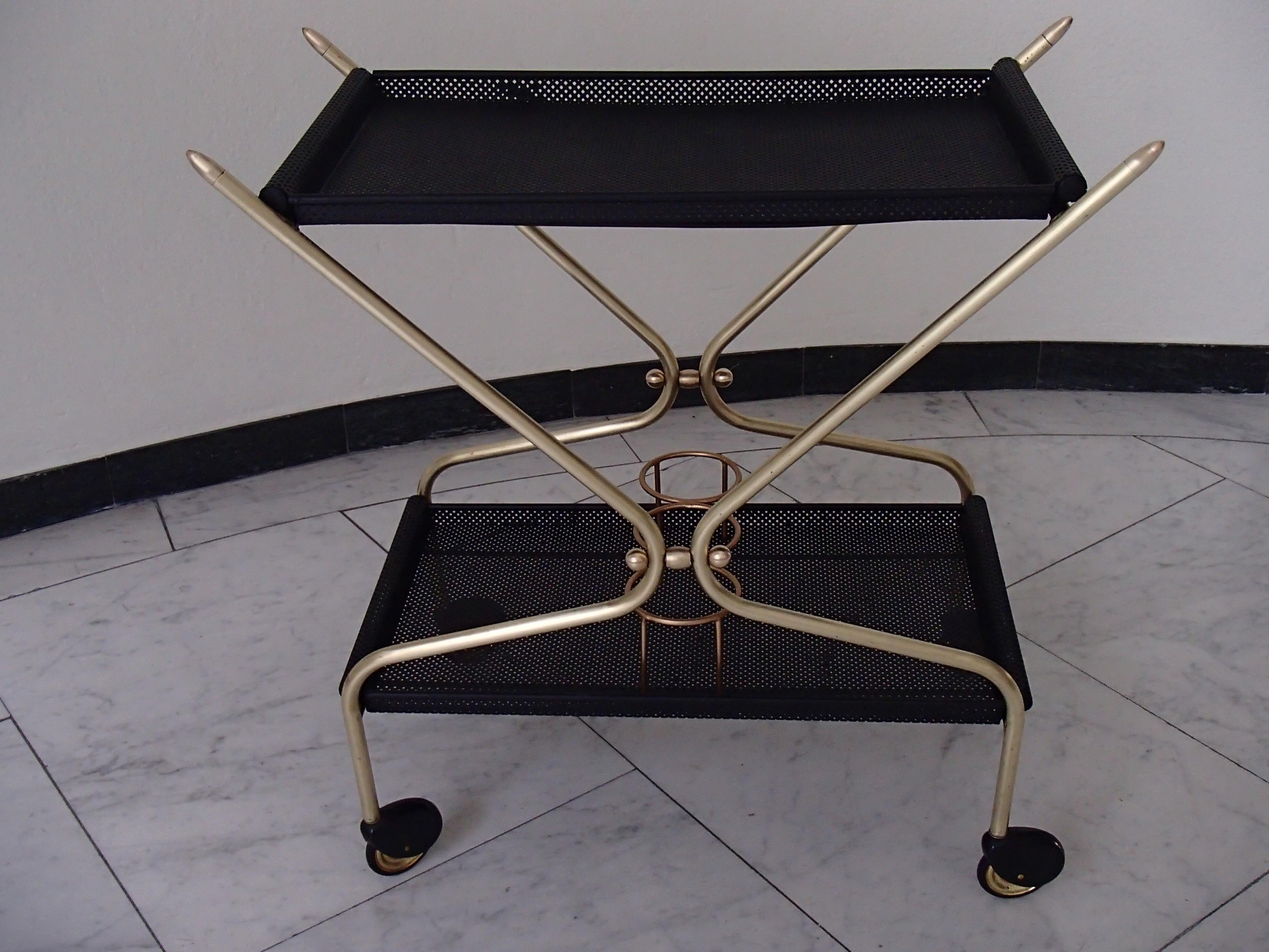 Mid-Century Modern Bar Cart in the Style of Mathieu Matégot For Sale 10