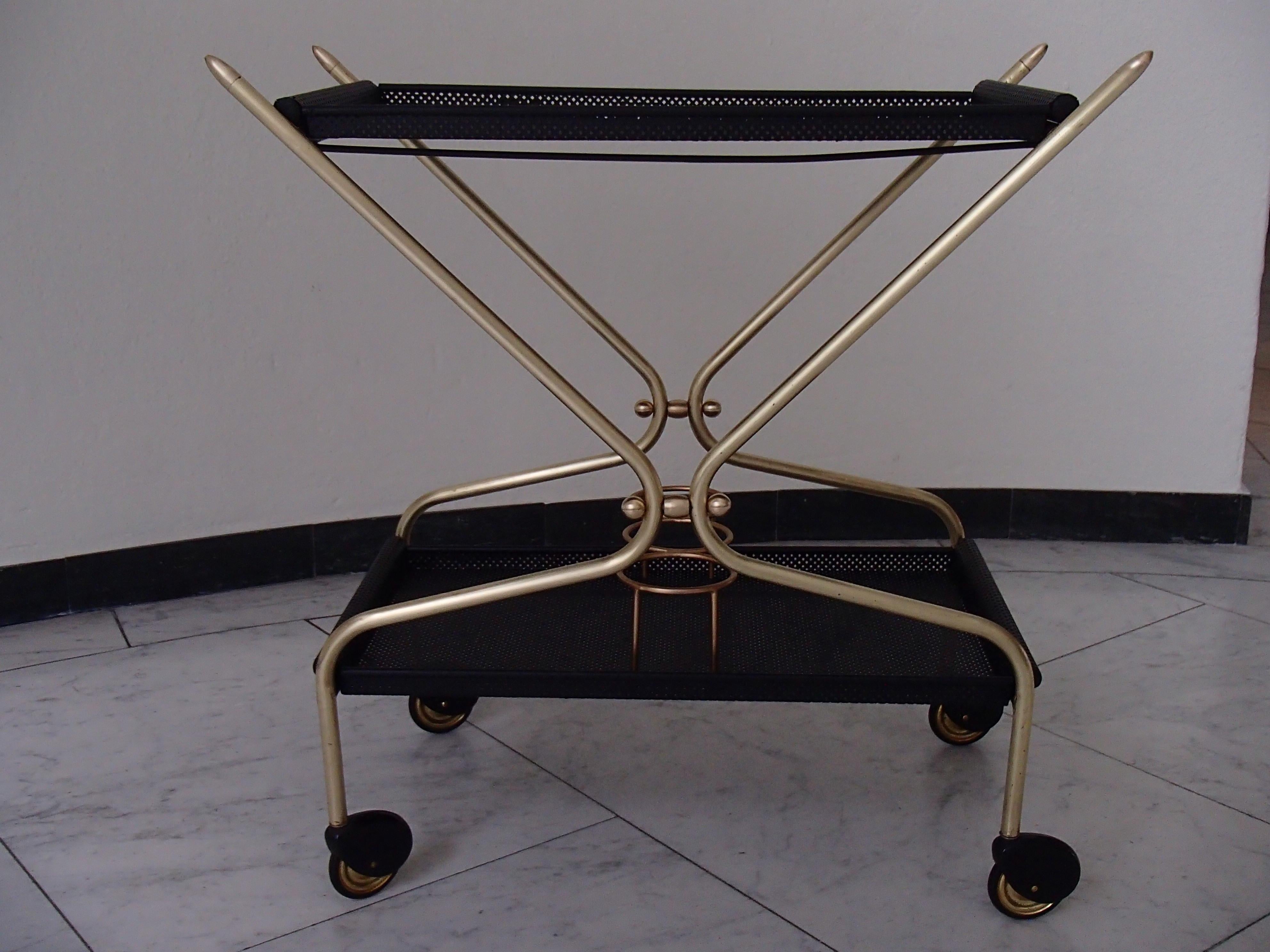 Mid-Century Modern Bar Cart in the Style of Mathieu Matégot For Sale 11