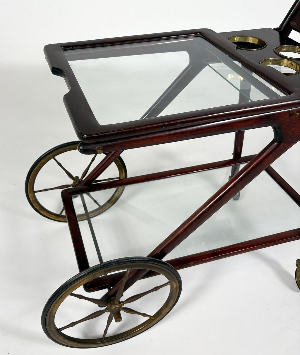 Carrito de bar moderno de mediados de siglo, Italia Años 50 Latón en venta