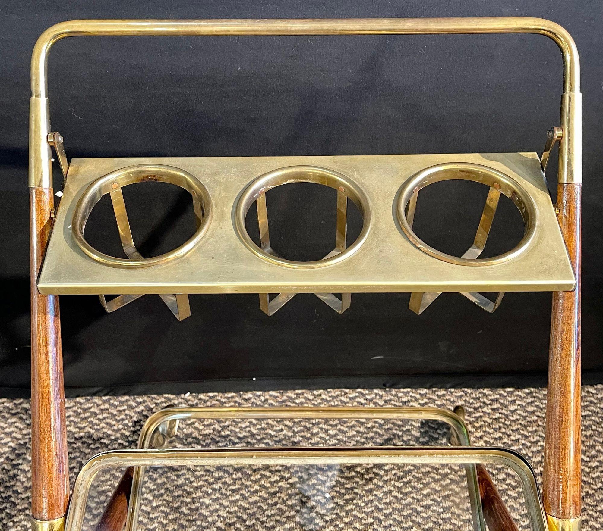 Italian Designer, Mid-Century Modern, Small Bar Cart, Teak, Glass, Italy, 1930s For Sale 2