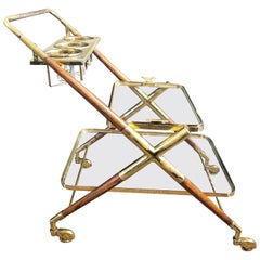 Mid-Century Modern Bar Cart, Teak and Brass