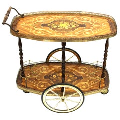 Mid-Century Modern Bar Cart with Floral Inlay Mid-Century Modern Bar Cart with Floral Inlay