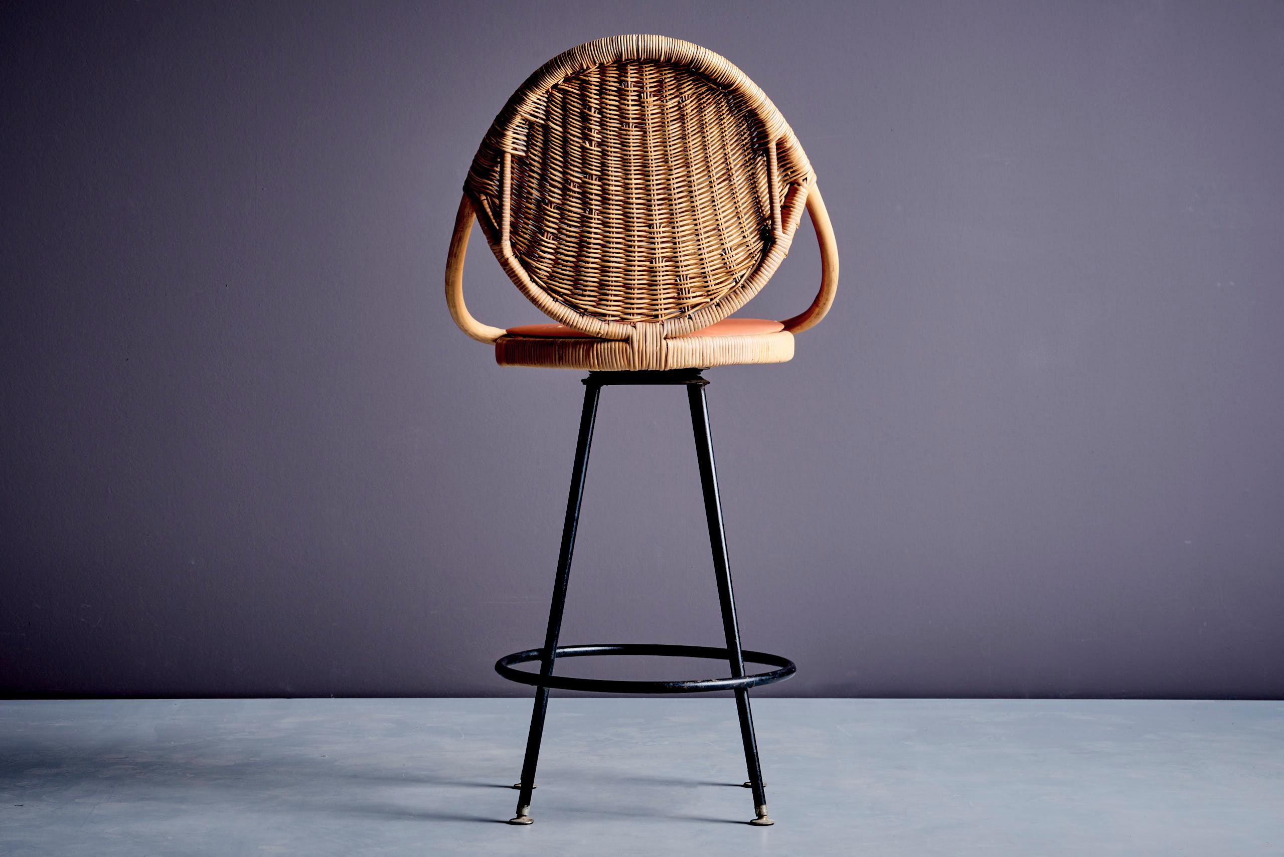 American Mid-Century Modern Bar Stool by Danny Ho Fong, US, 1960s For Sale