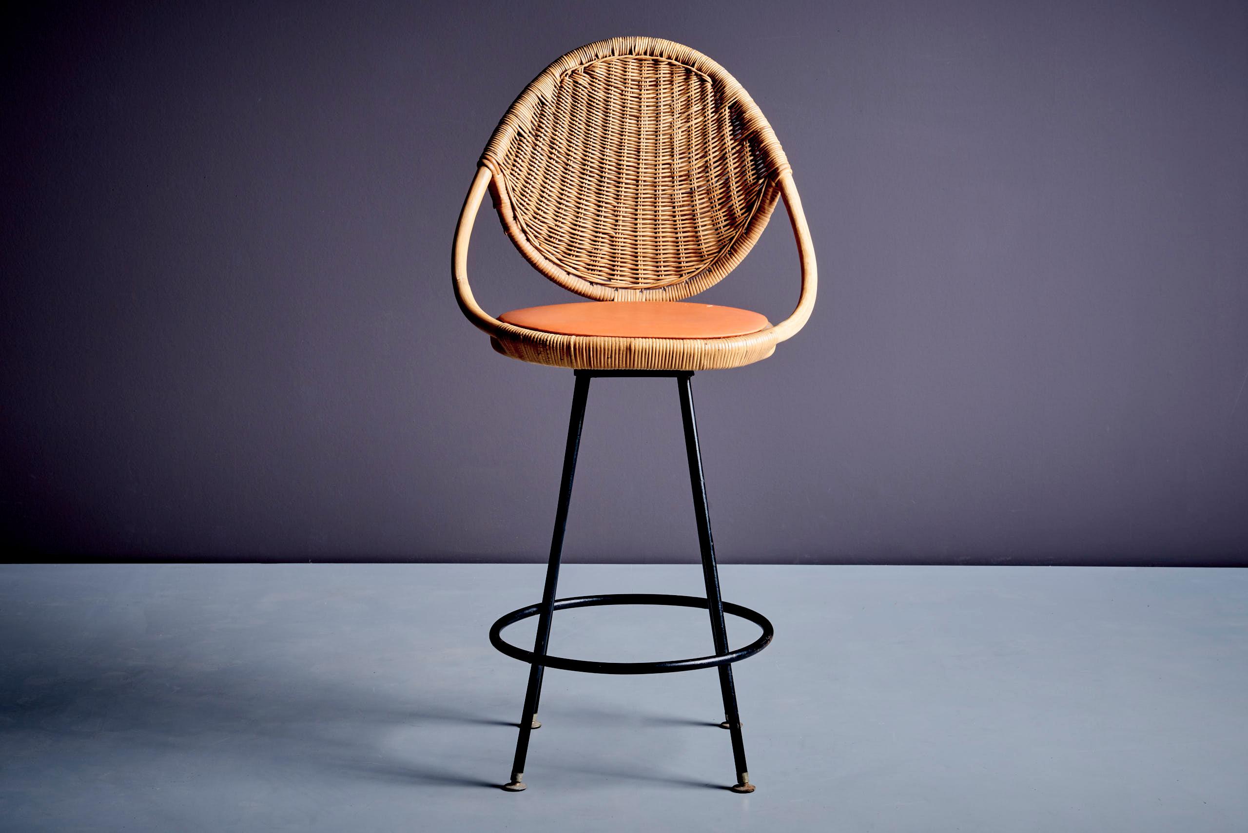 20th Century Mid-Century Modern Bar Stool by Danny Ho Fong, US, 1960s For Sale