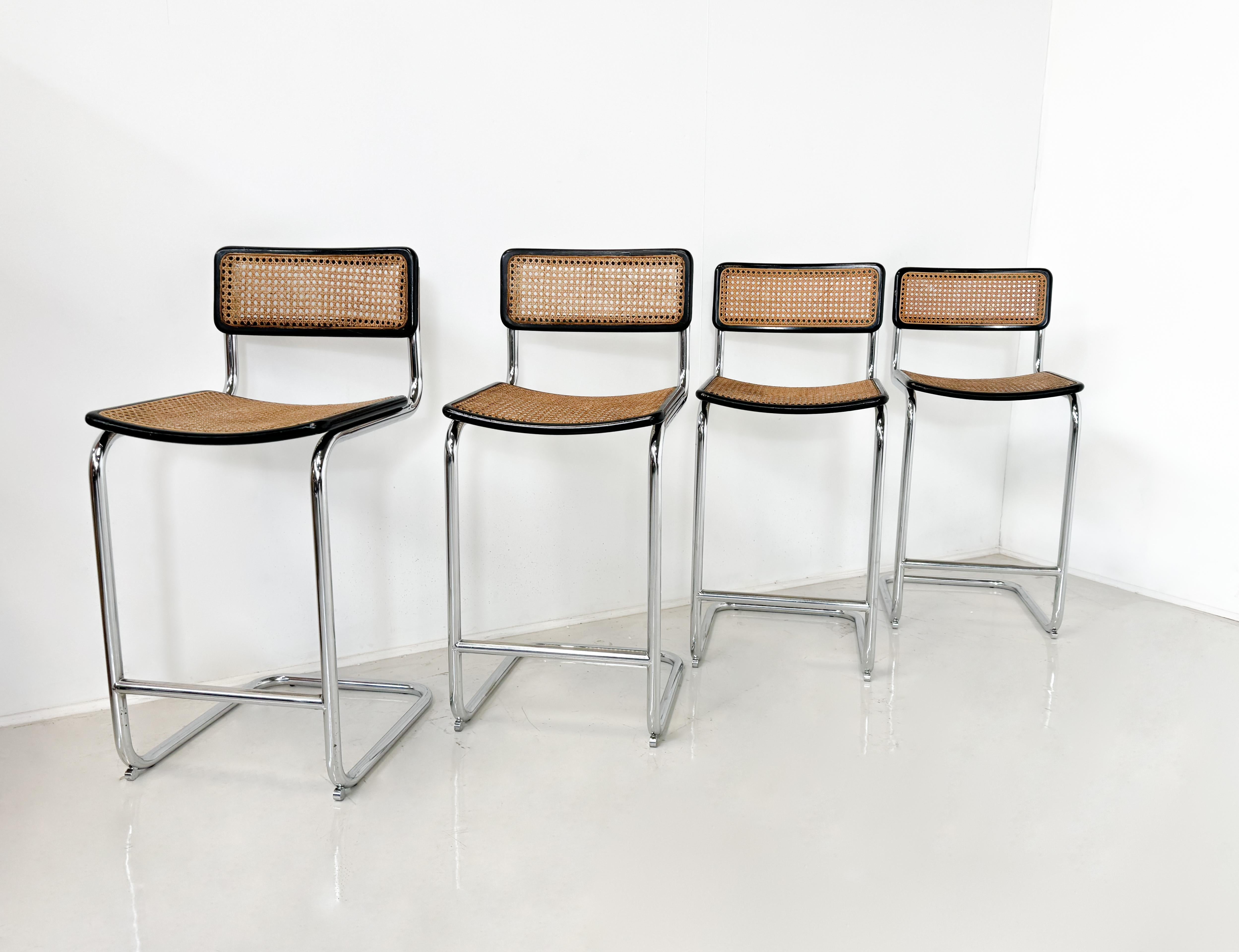 Mid-Century Modern Bar Stool,  Marcel Breuer Style, 1970s - 4 Available  In Good Condition For Sale In Brussels, BE