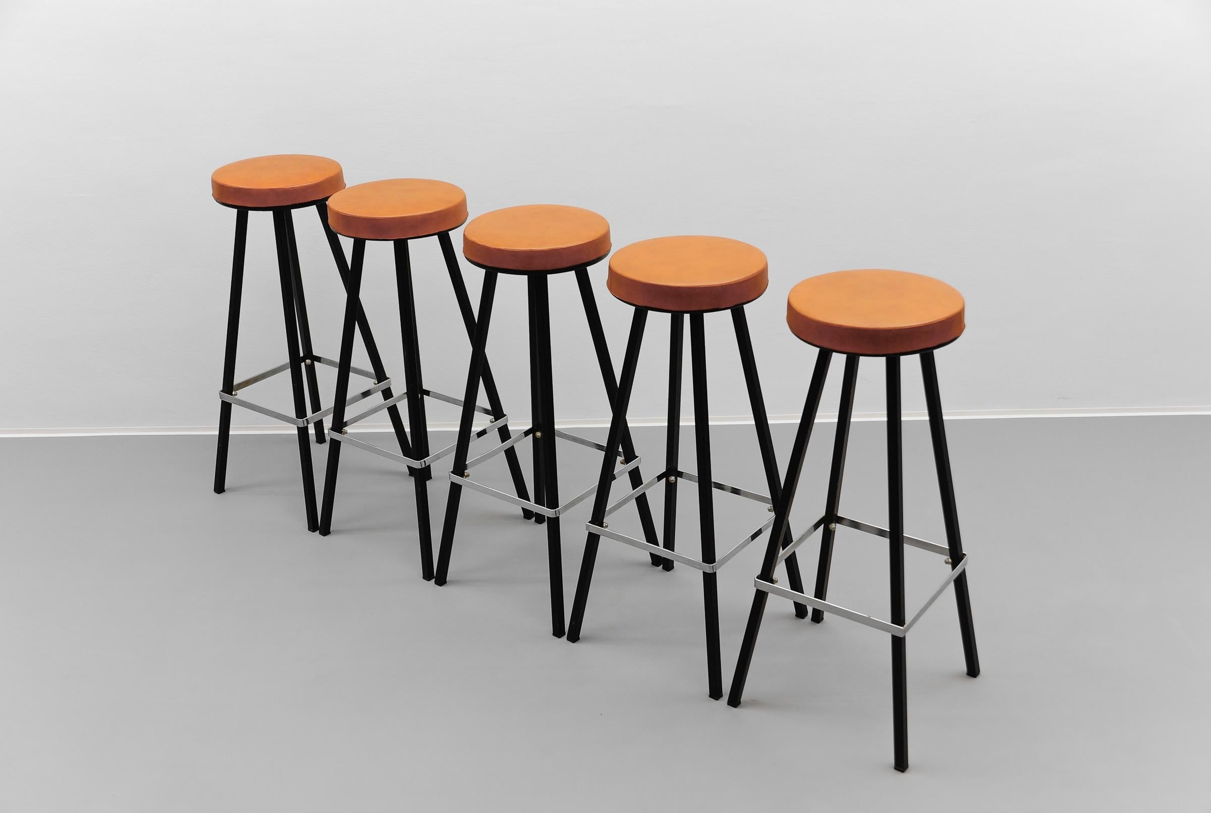 Mid-20th Century Mid-Century Modern Bar Stools, 1950s, Set of 5 For Sale