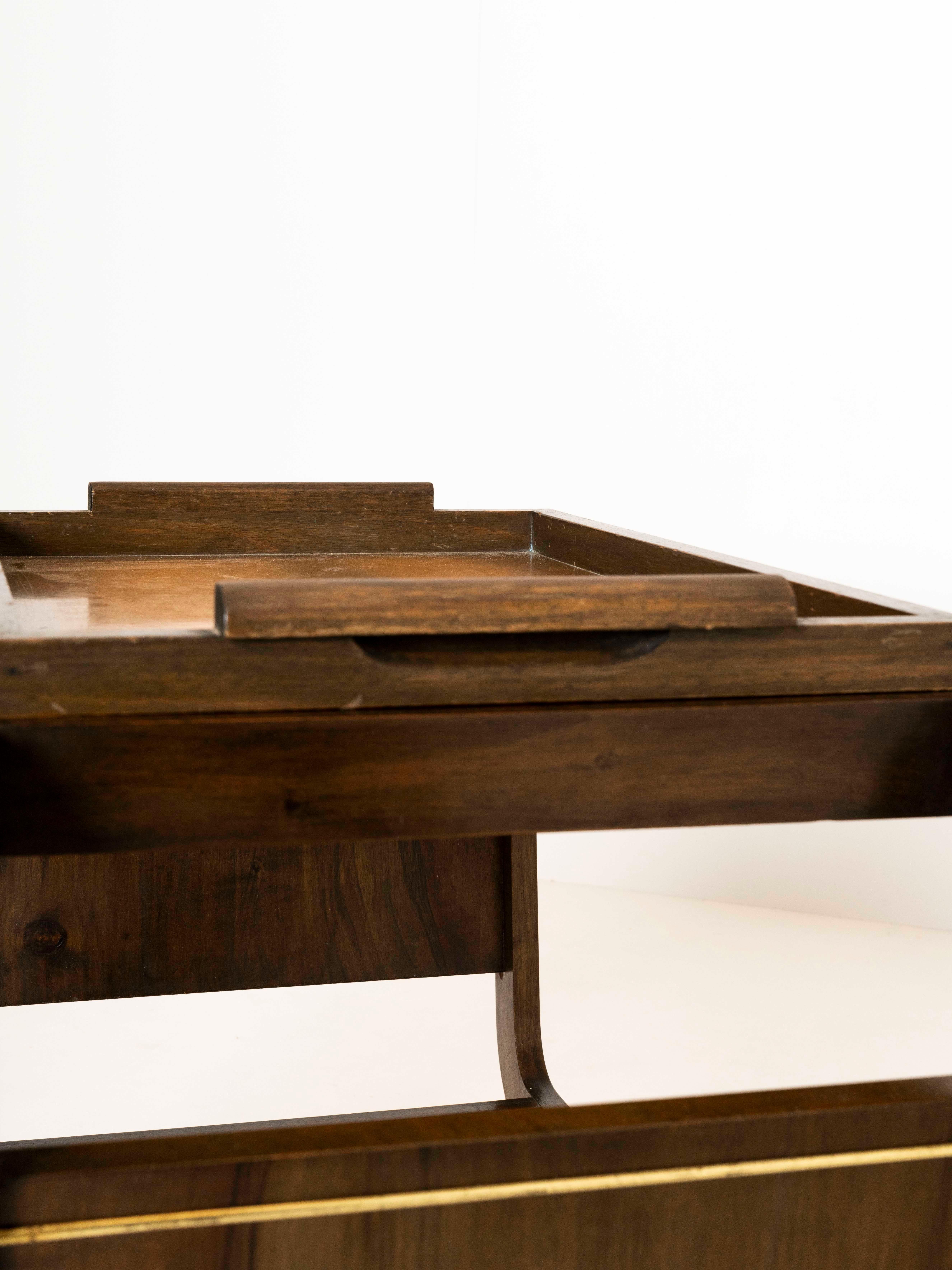 Mid-Century Modern Bar Table in Wood and Brass 5