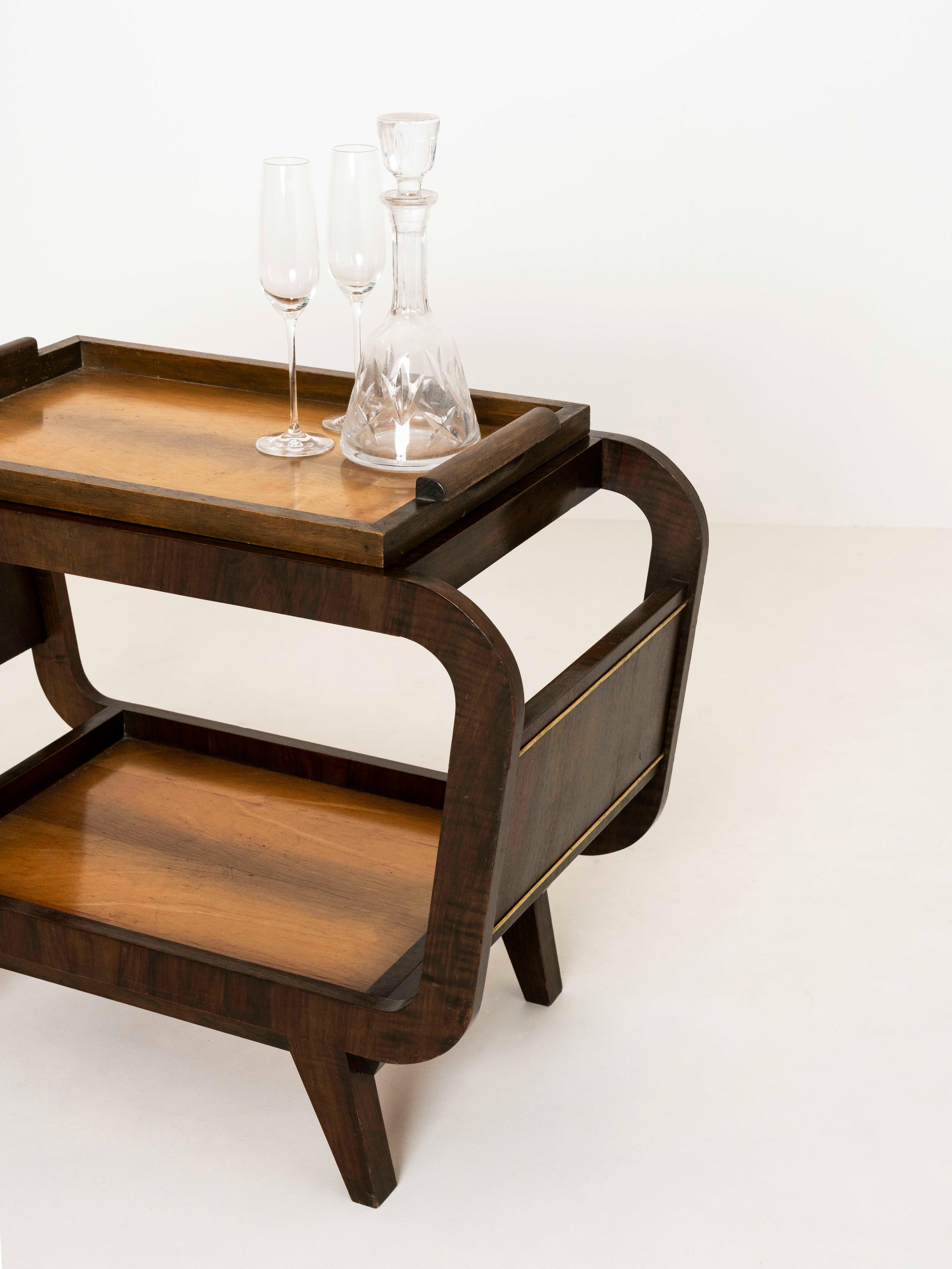 Mid-Century Modern Bar Table in Wood and Brass 7
