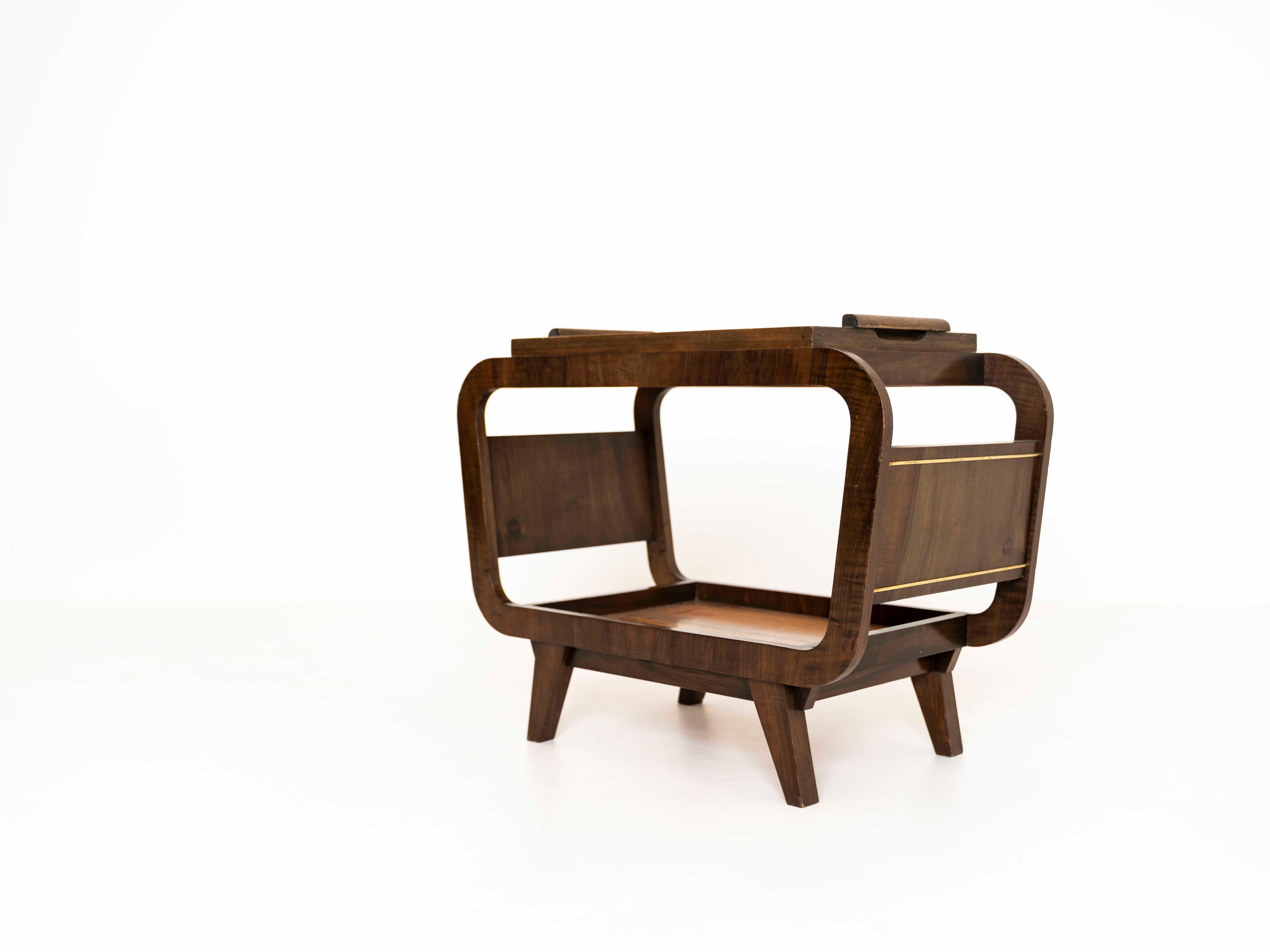 Mid-Century Modern Bar Table in Wood and Brass 1