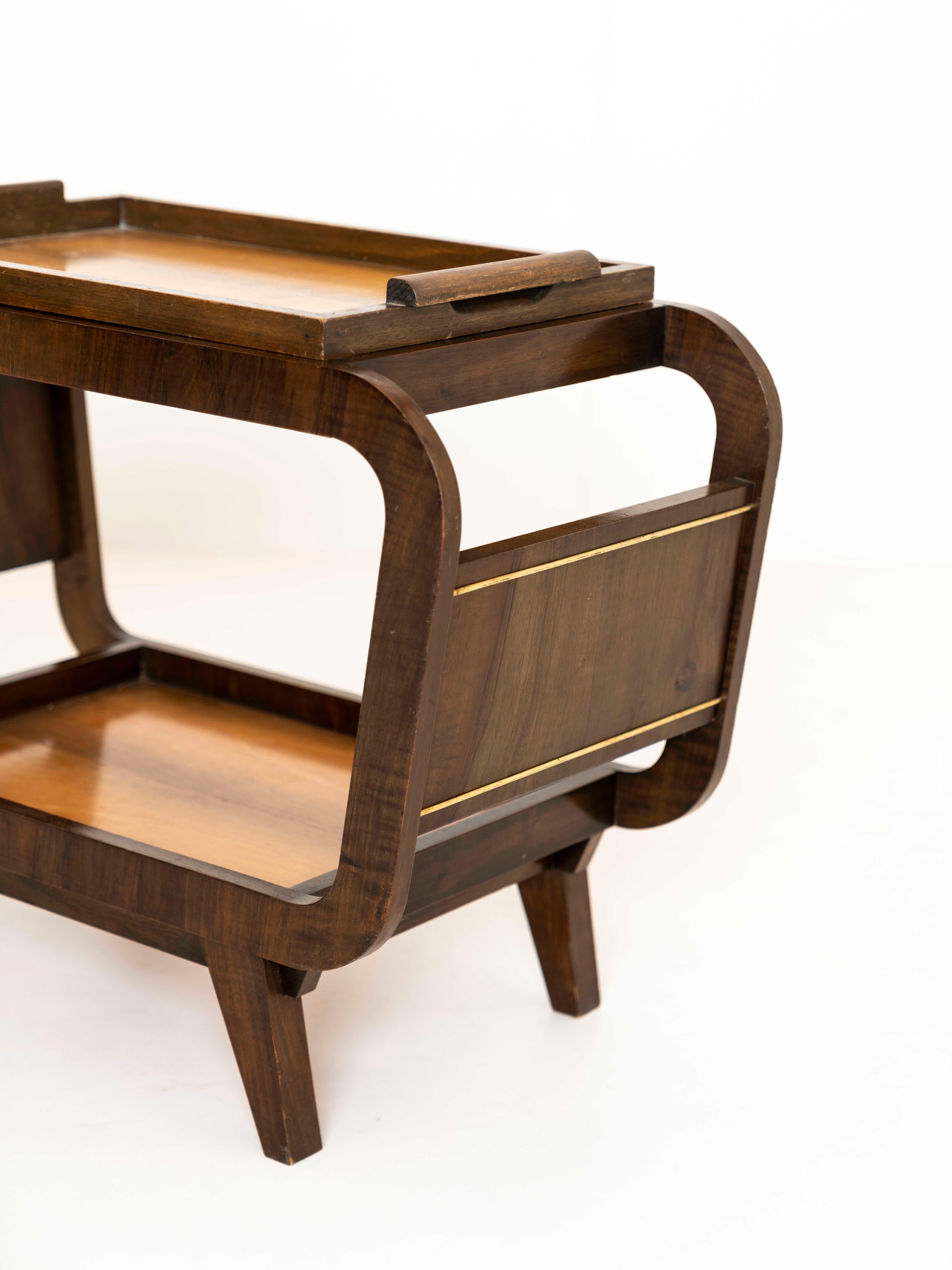 Mid-Century Modern Bar Table in Wood and Brass 3