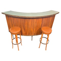 Bar moderno di metà secolo, teak, ottone, Sudafrica, circa 1950