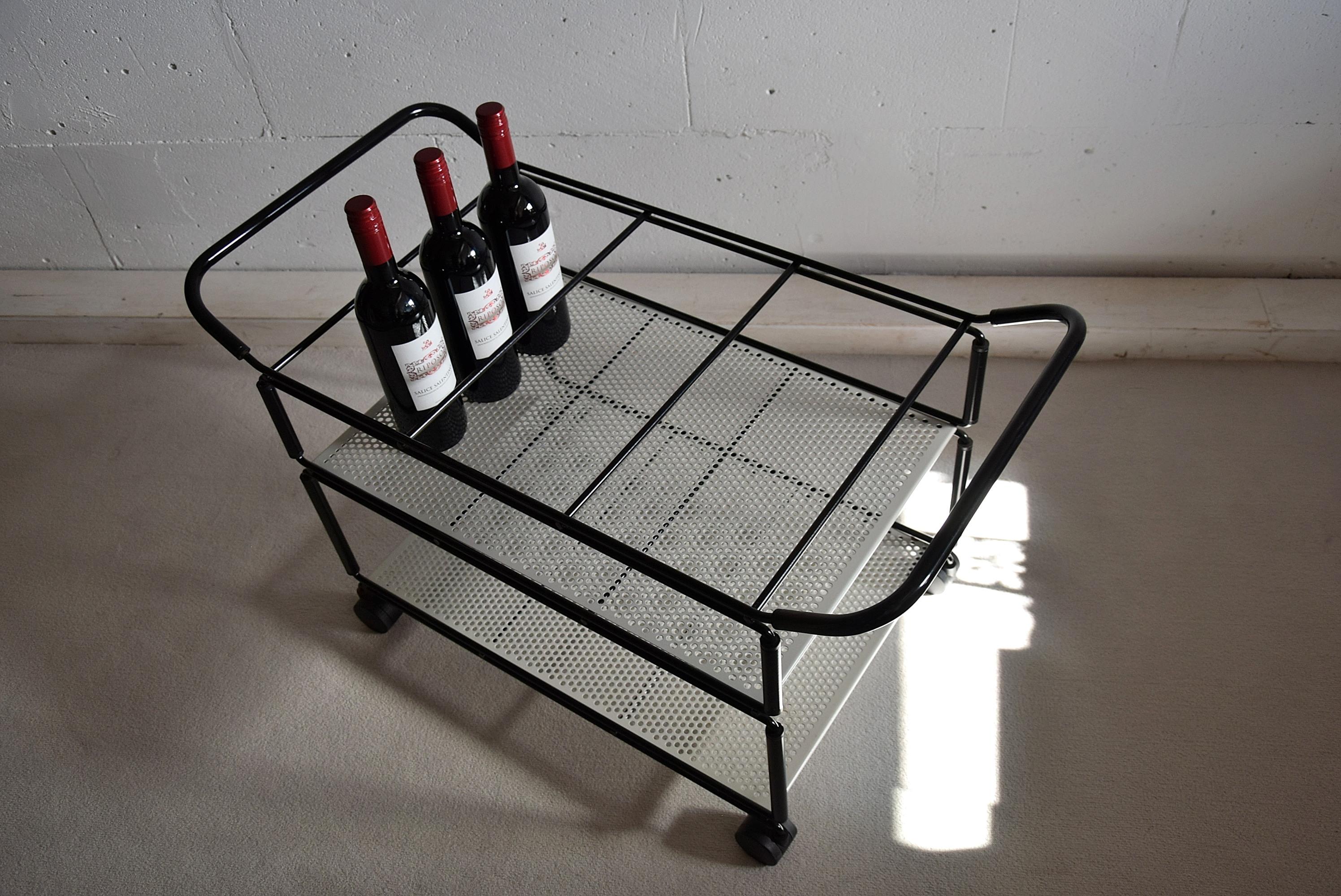 Mid-20th Century Mid century modern black and white bar trolley