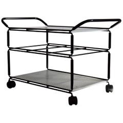 Mid century modern black and white bar trolley