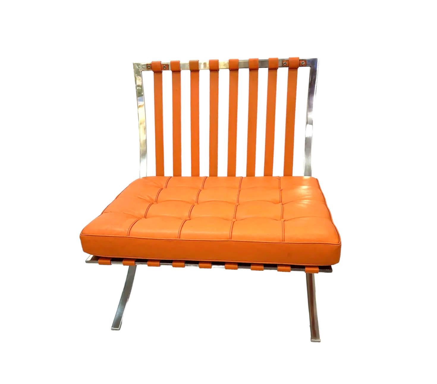 Stainless Steel Mid-Century Modern 'Barcelona' Lounge Chair