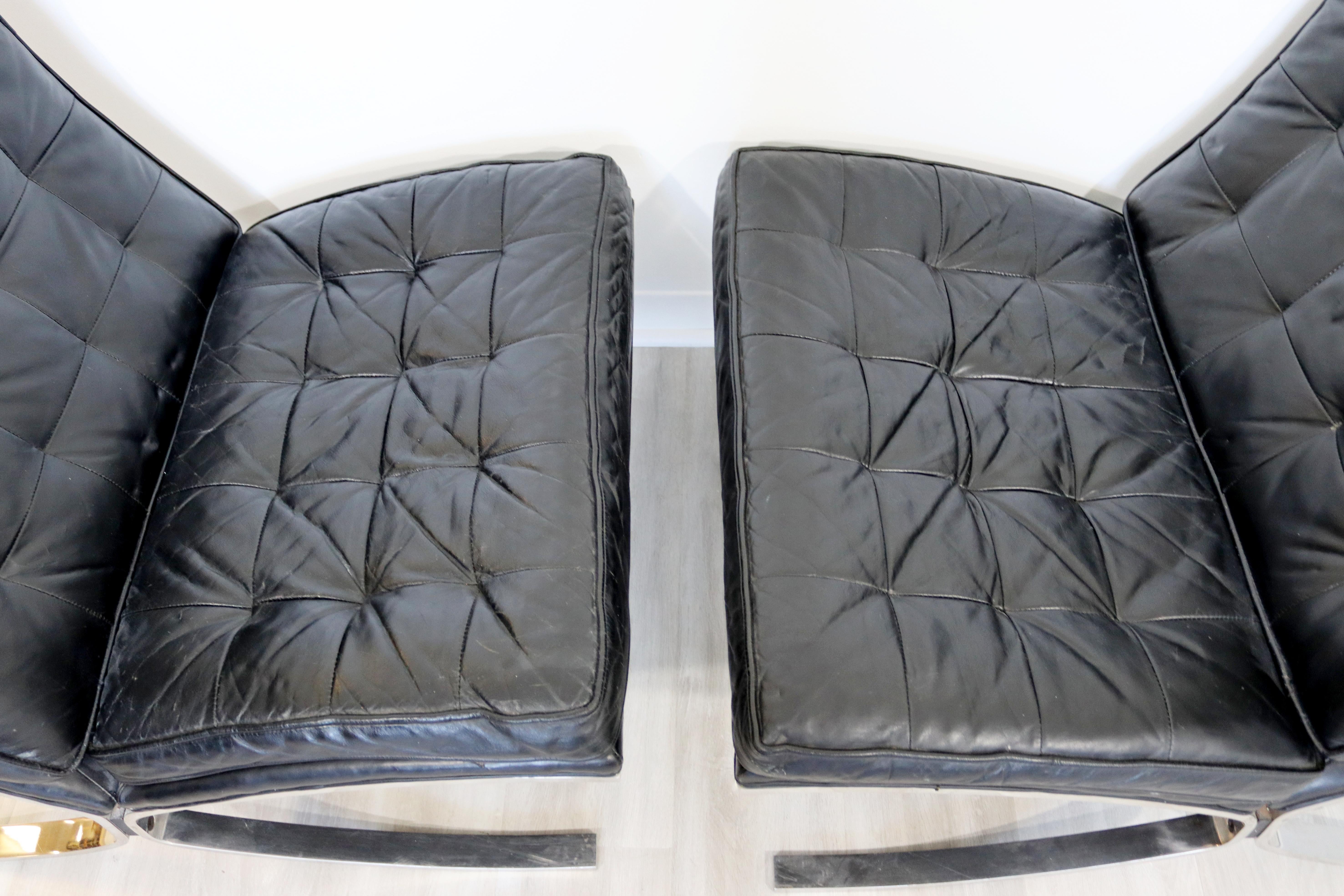 Late 20th Century Mid-Century Modern Barcelona Pair of Lounge Chairs Mies Van der Rohe Style 1970s