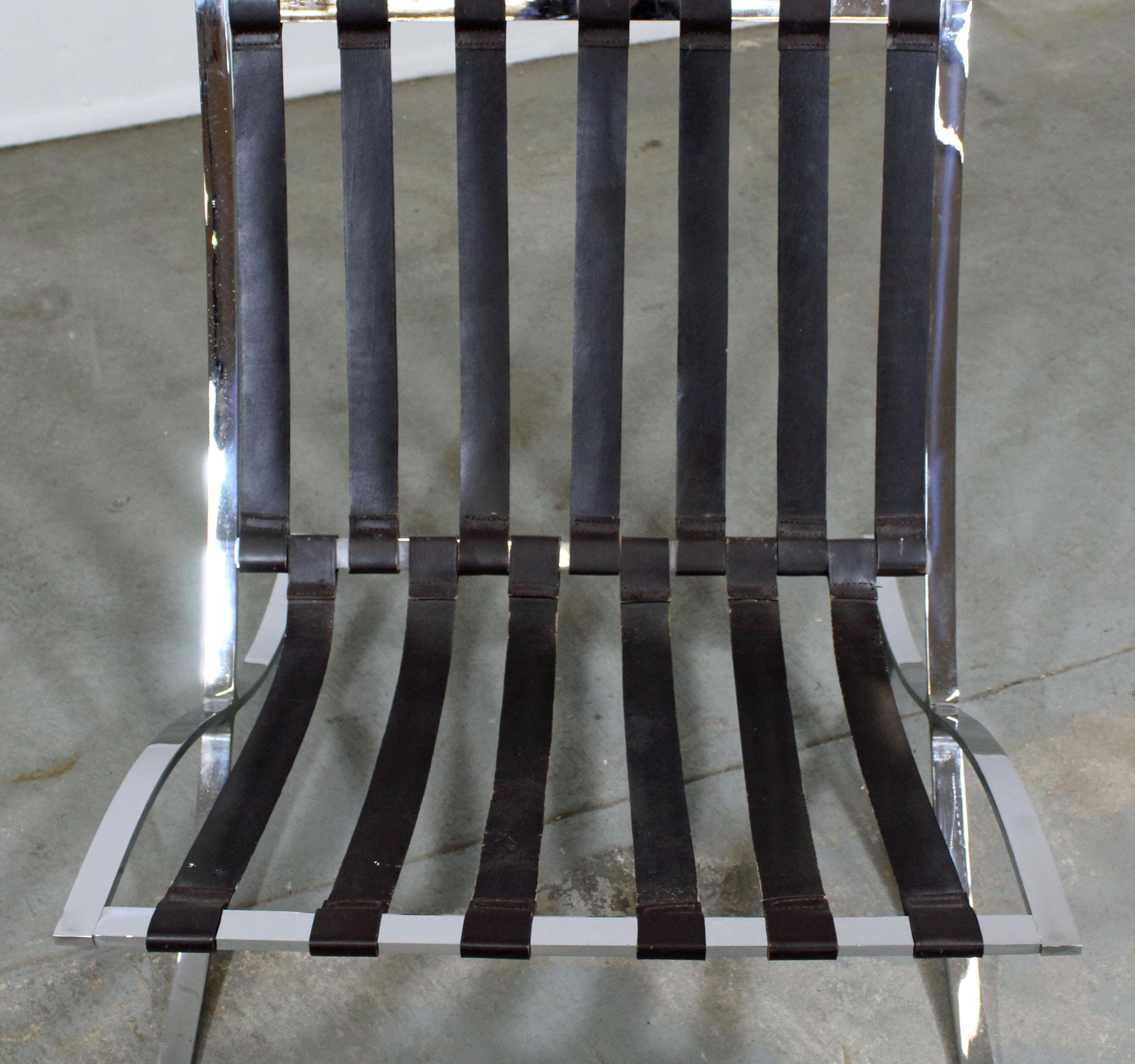 Mid-Century Modern Barcelona Style Chrome Lounge Chair 3