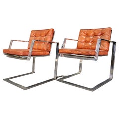 Fauteuils chromés de style Barcelone mi-siècle moderne
