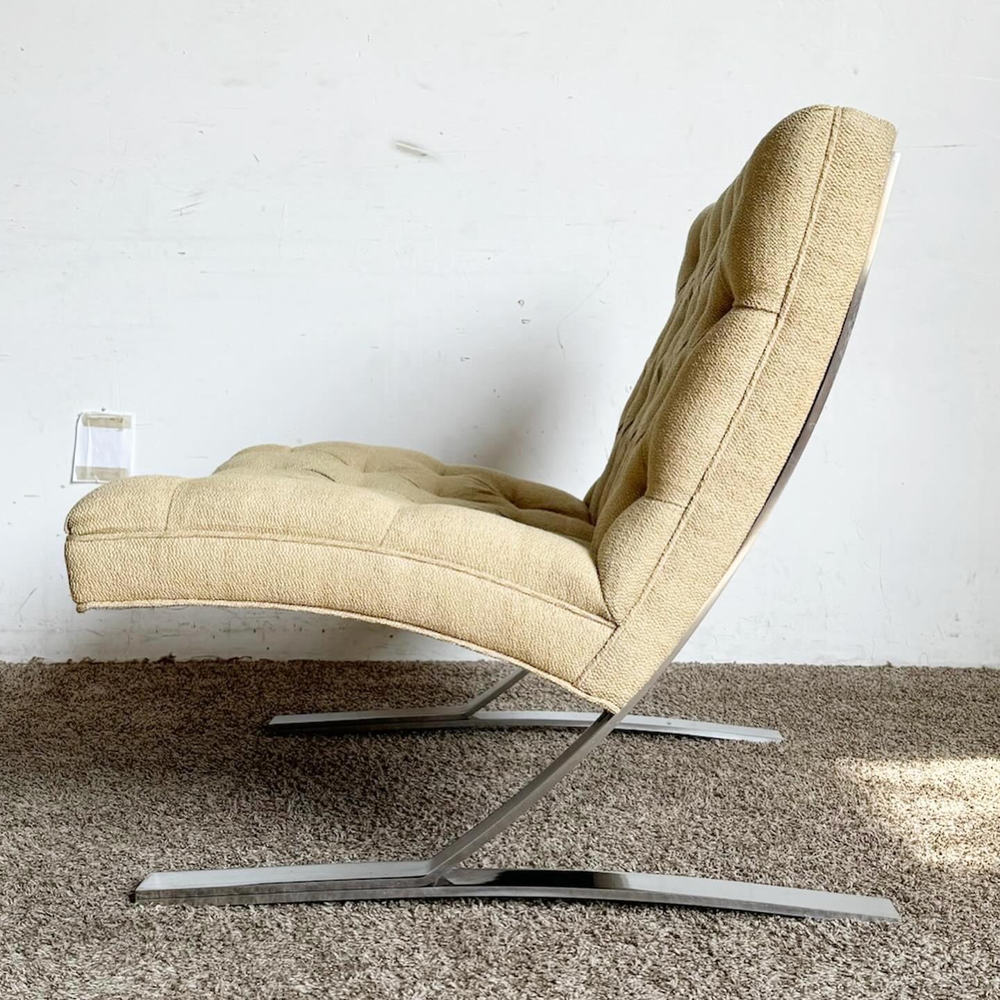American Mid Century Modern Barcelona Style Tufted Lounge Chair
